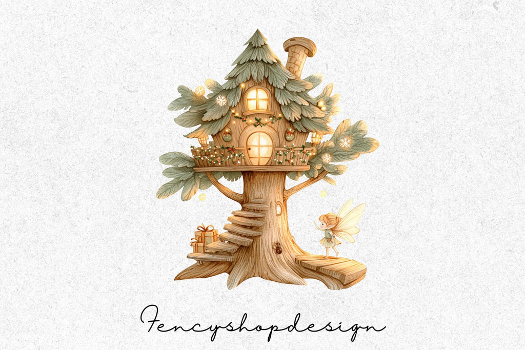 Whimsical Fantasy Treehouse Clipart Bundle