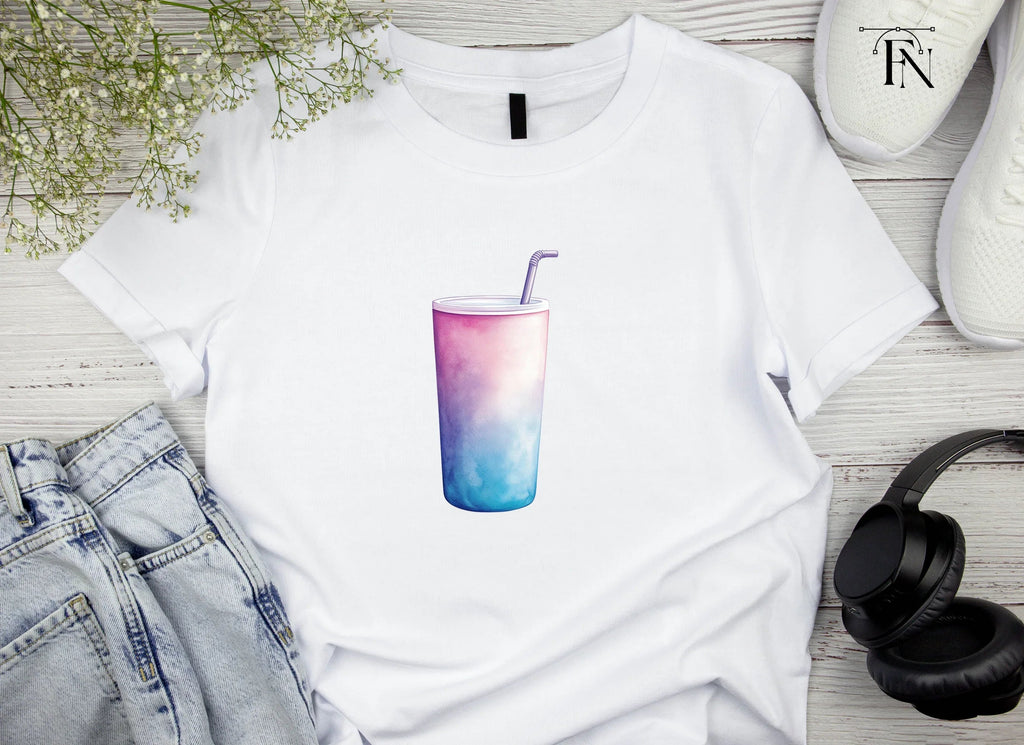 Gradient Drink Cups with Straws Clipart Bundle
