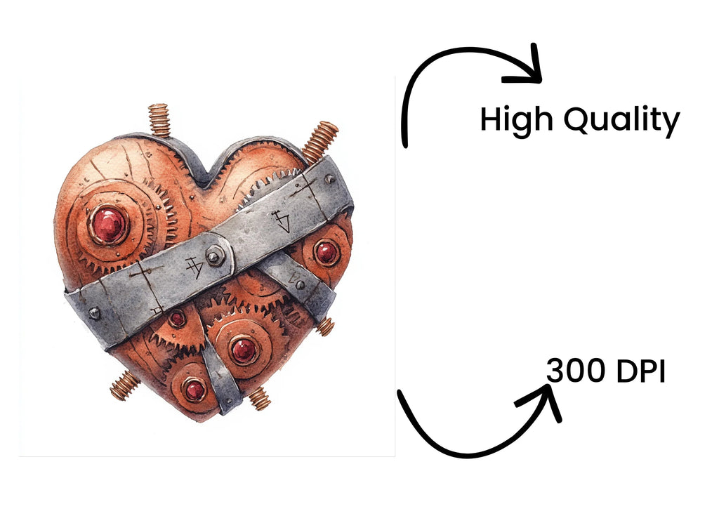 Industrial Steampunk Heart Clipart Bundle