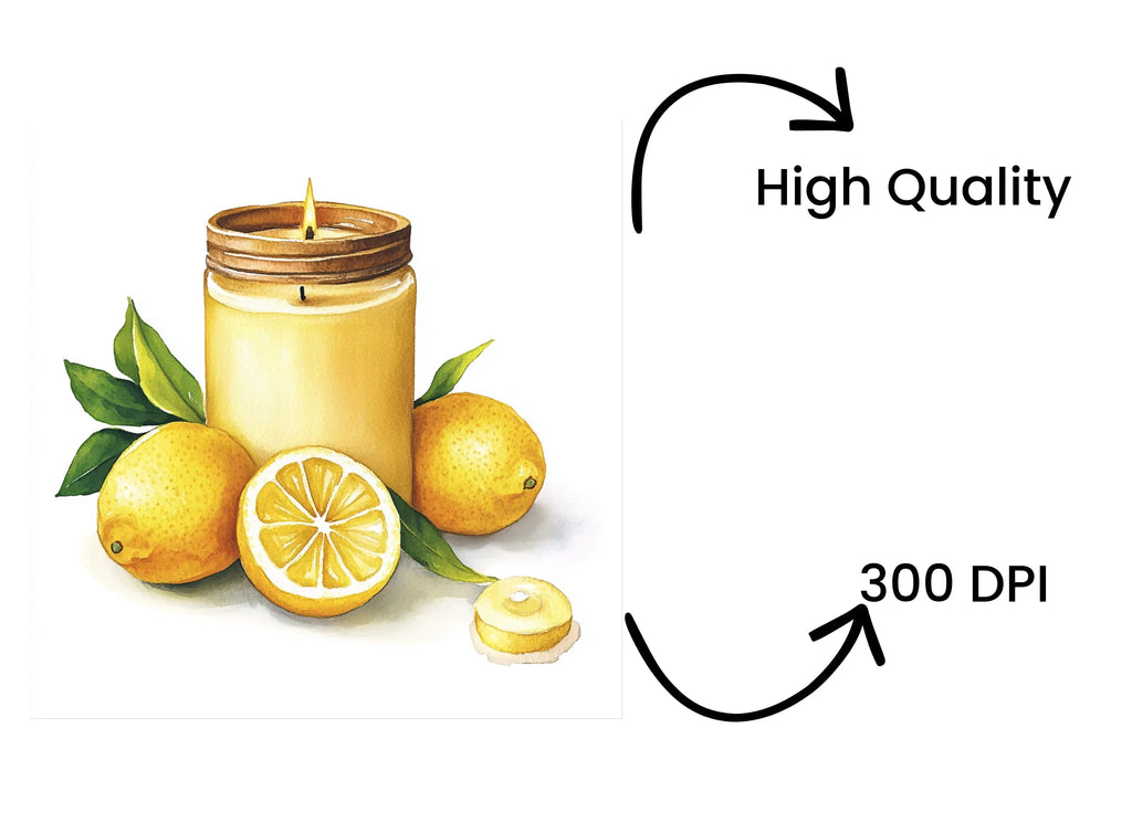 Lemon Candle Illustration Clipart Bundle
