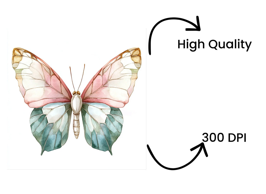 Vintage Stained Glass Butterfly Clipart Bundle
