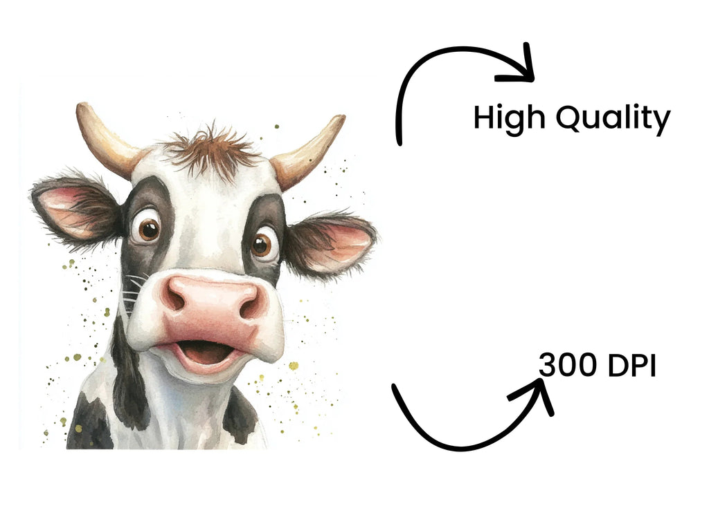 Funny Holstein Cow Faces Clipart Bundle