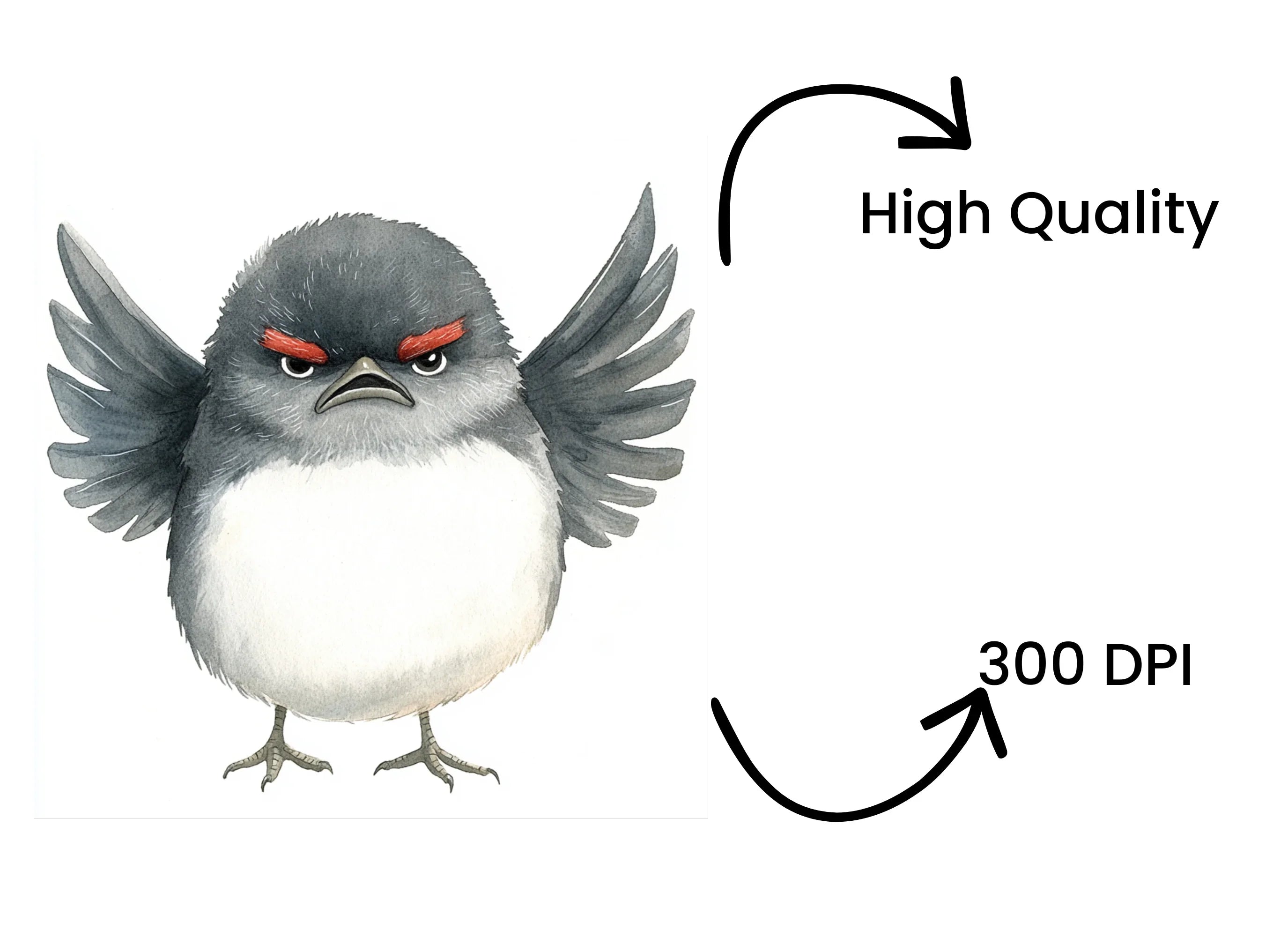 Cute Angry Grey Birds Clipart Bundle
