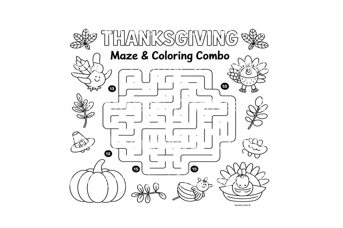 Thanksgiving Maze andCombo Coloring Books Coloring Books