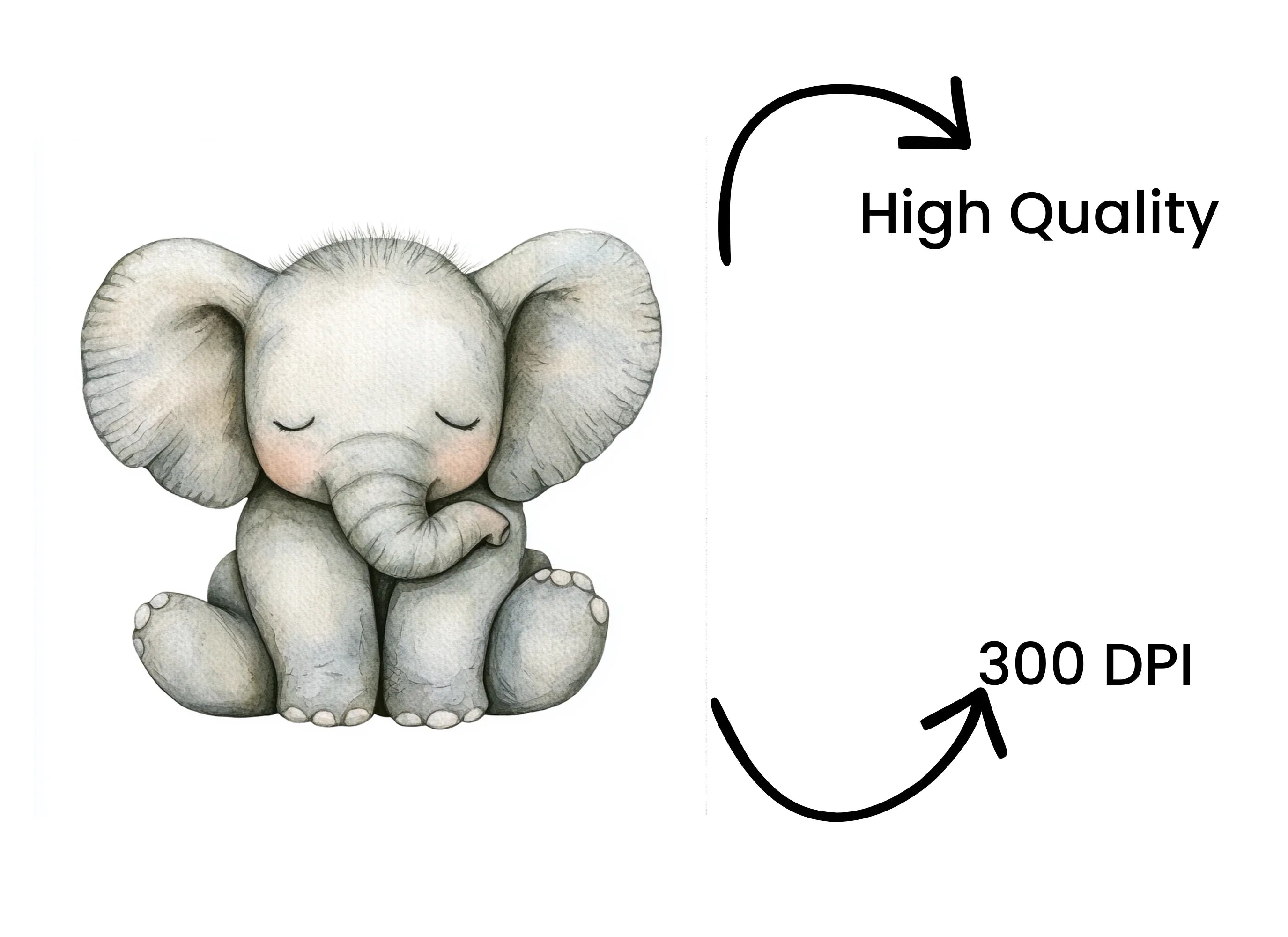 Adorable Baby Elephant Clipart Bundle