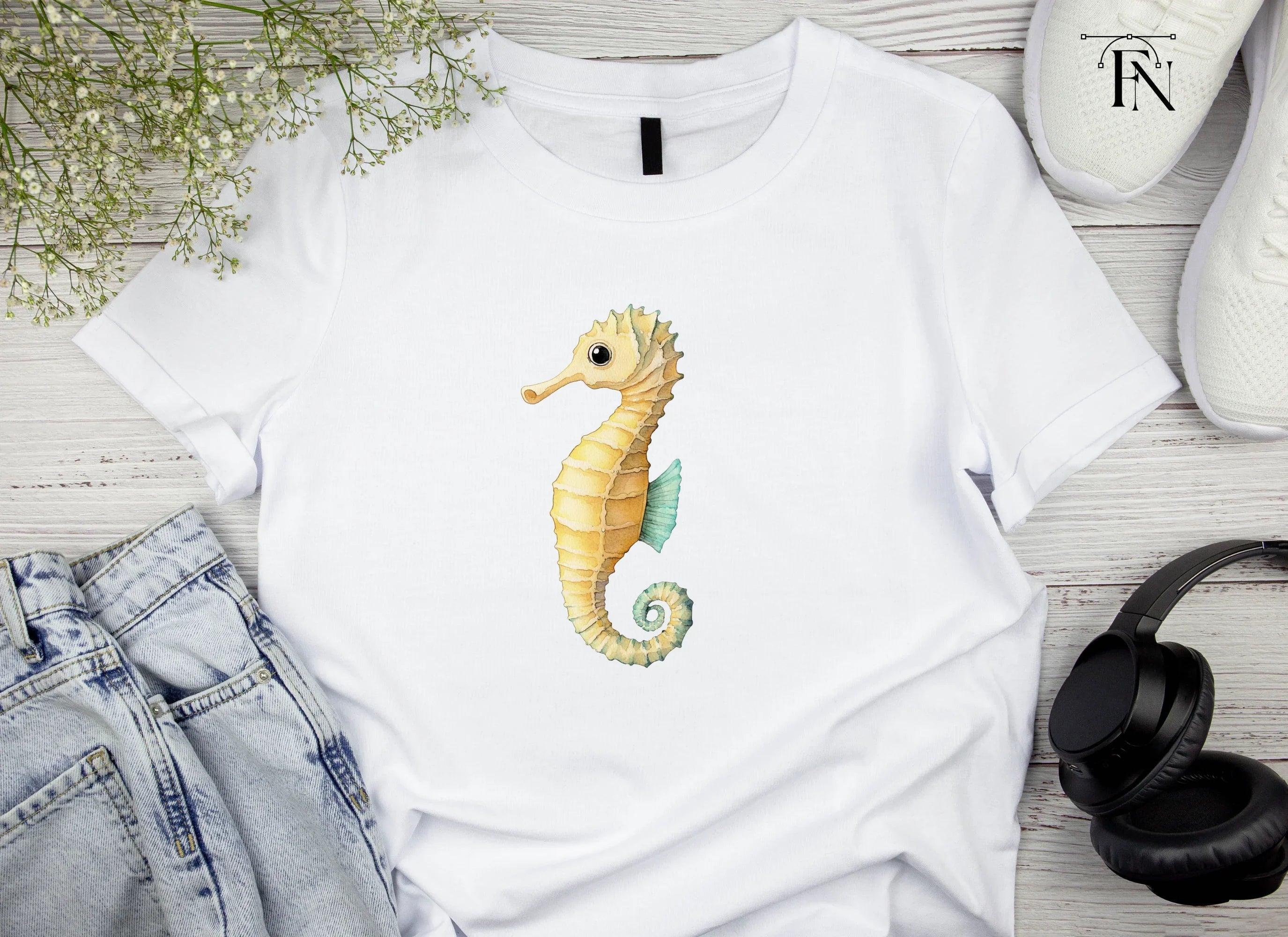 Yellow Seahorse Clipart Bundle