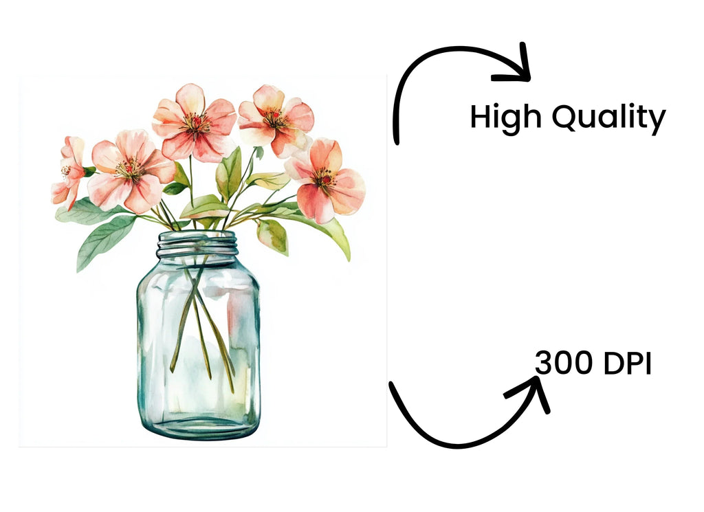 Wildflowers in Mason Jars Clipart Bundle