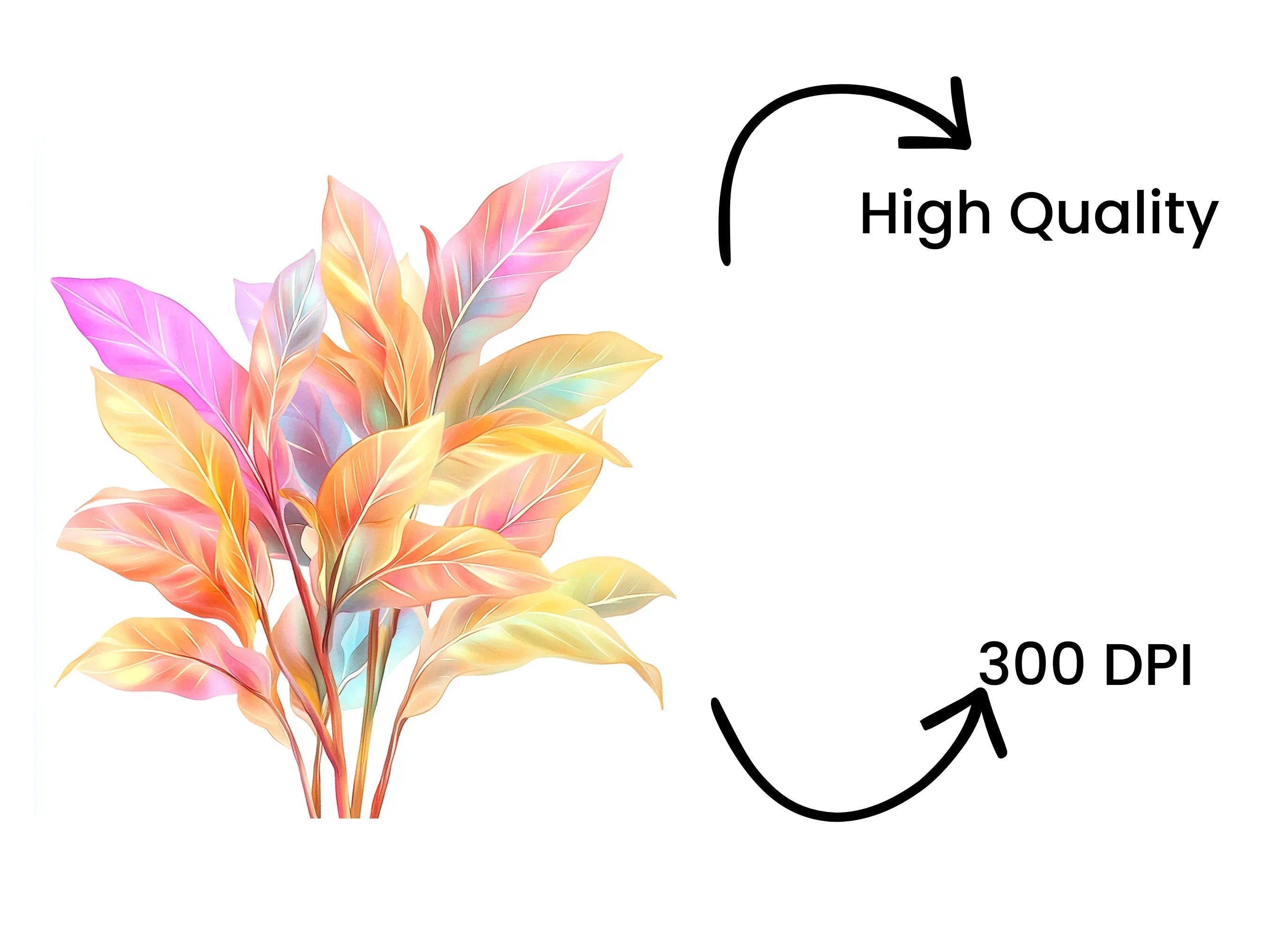 Colorful Gradient Tropical Leaves Clipart Bundle
