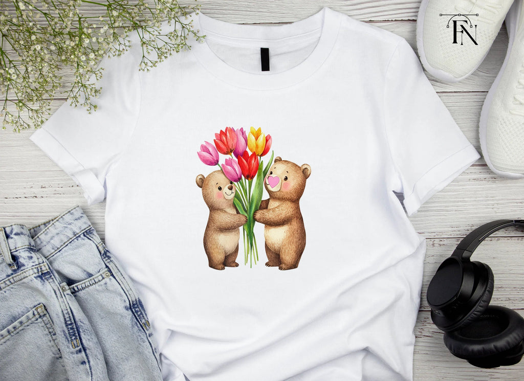 Teddy Bears with Tulip Bouquets Clipart Bundle
