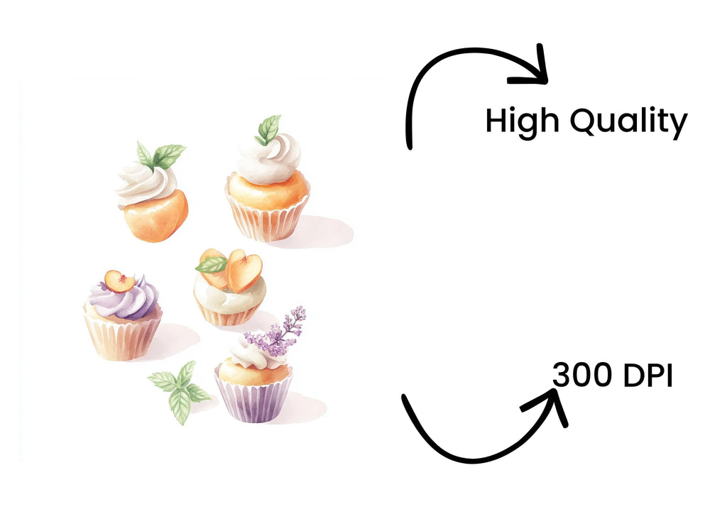 Delicate Cupcake Clipart Bundle
