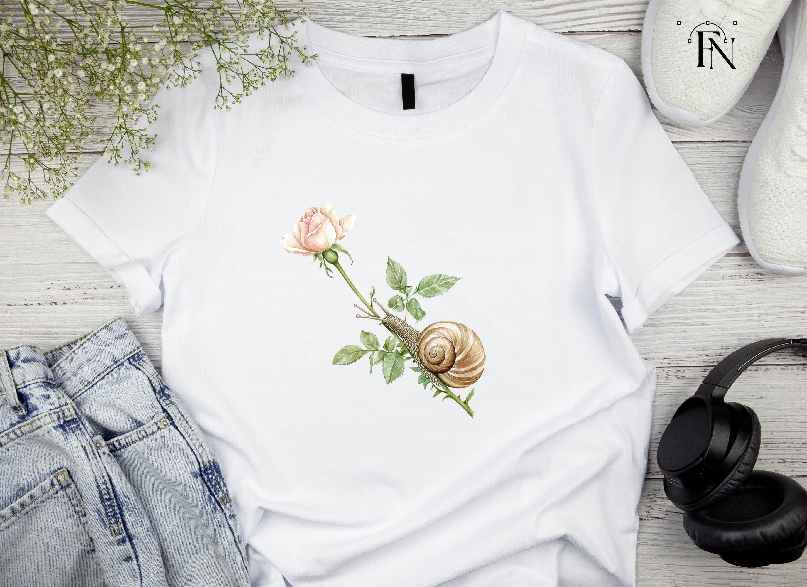 Snails and Flowers Clipart Bundle