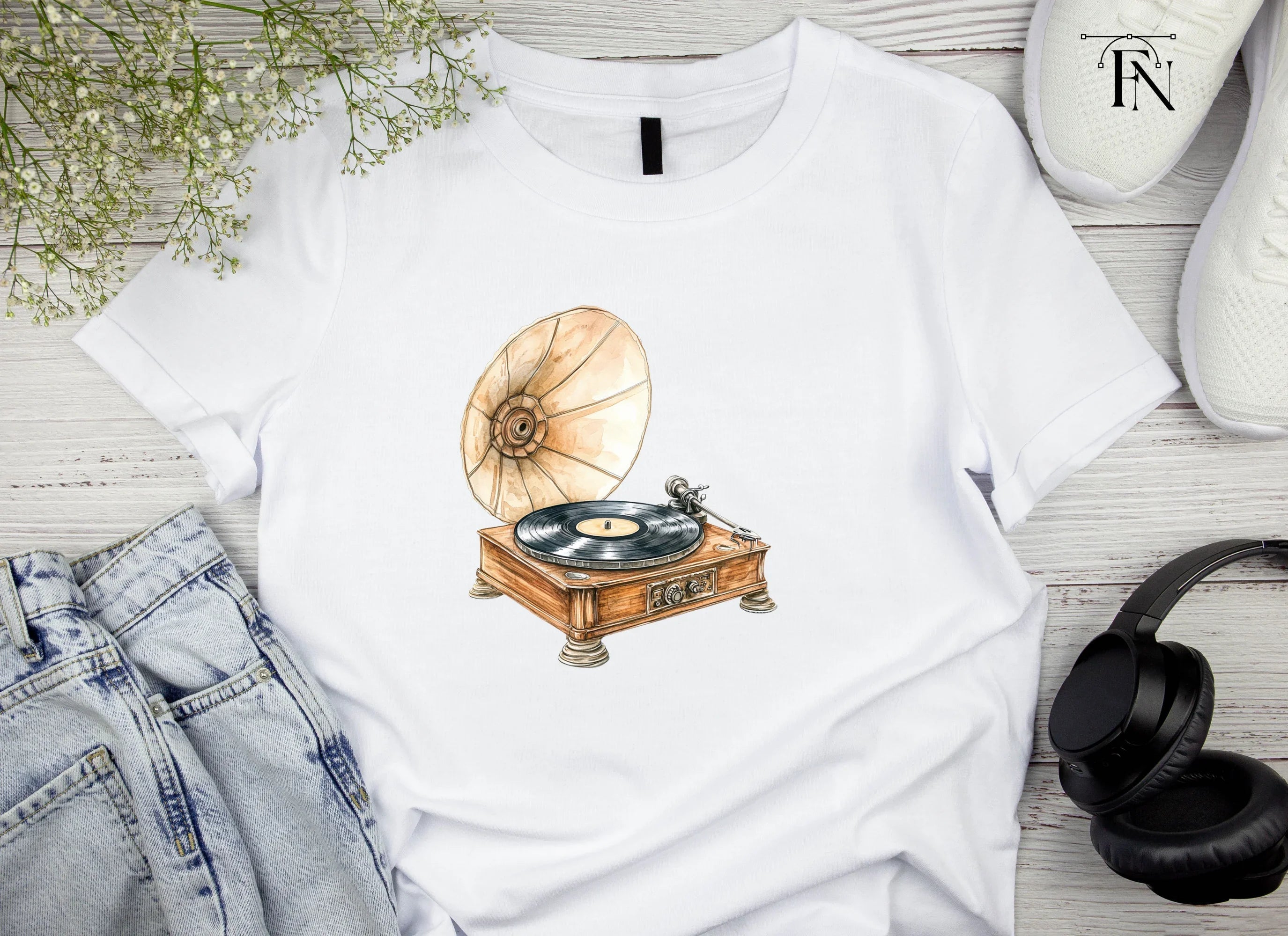 Retro Record Player Clipart Bundle