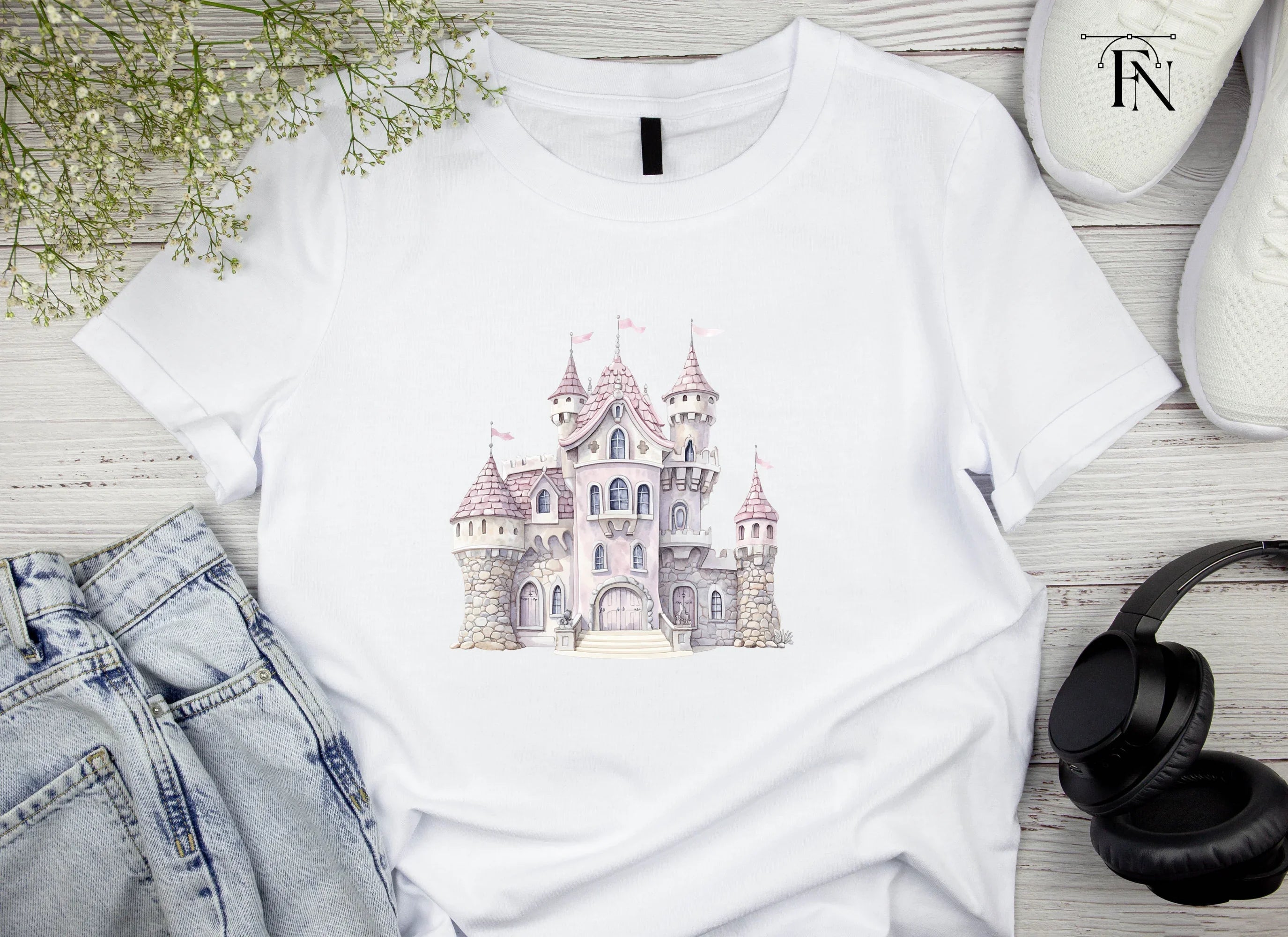 Pink Princess Castle Clipart Bundle