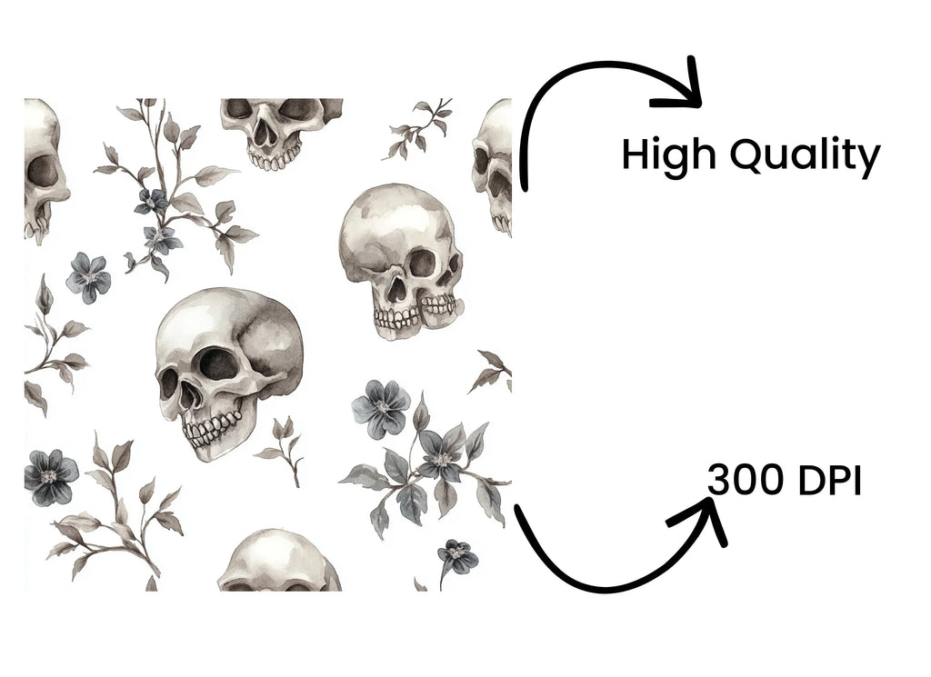 Spooky Skull and Foliage Clipart Bundle
