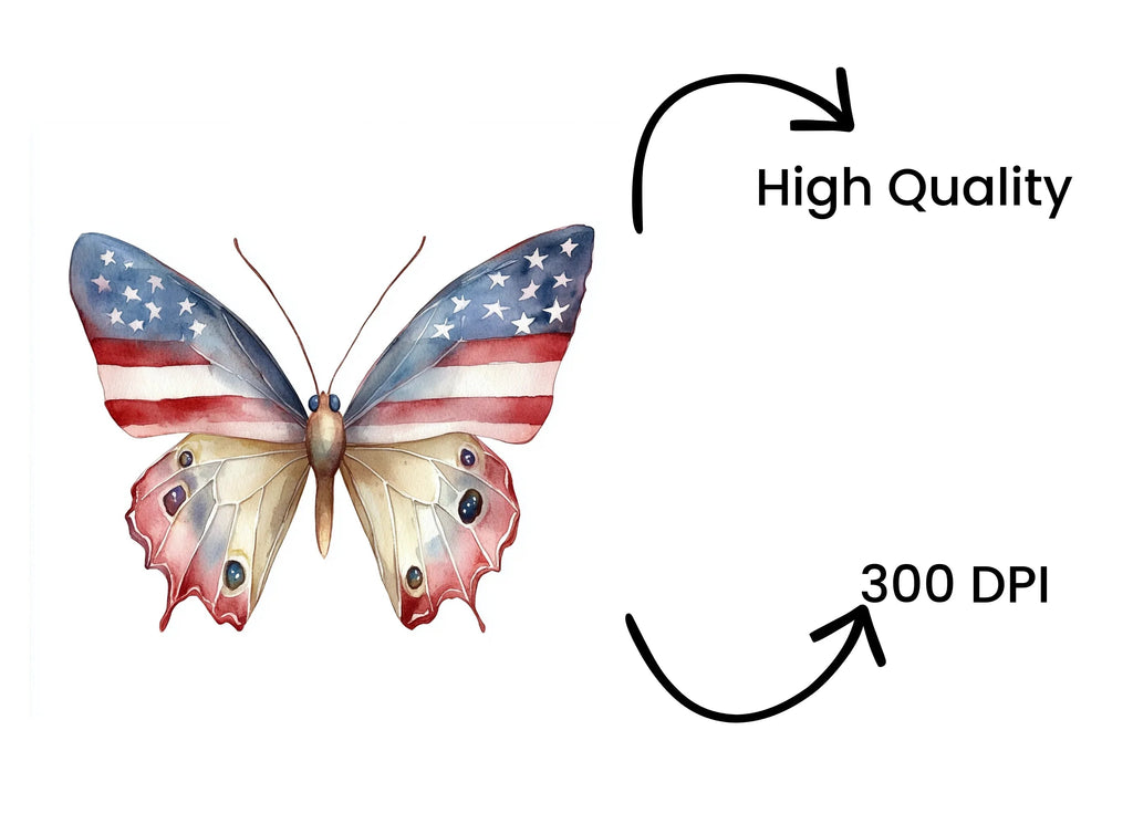 American Flag Butterfly Clipart Bundle