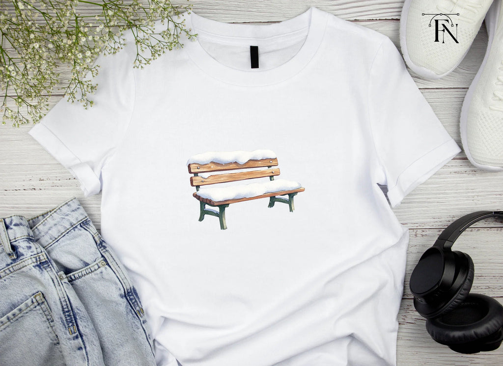 Snowy Wooden Park Bench Clipart Bundle