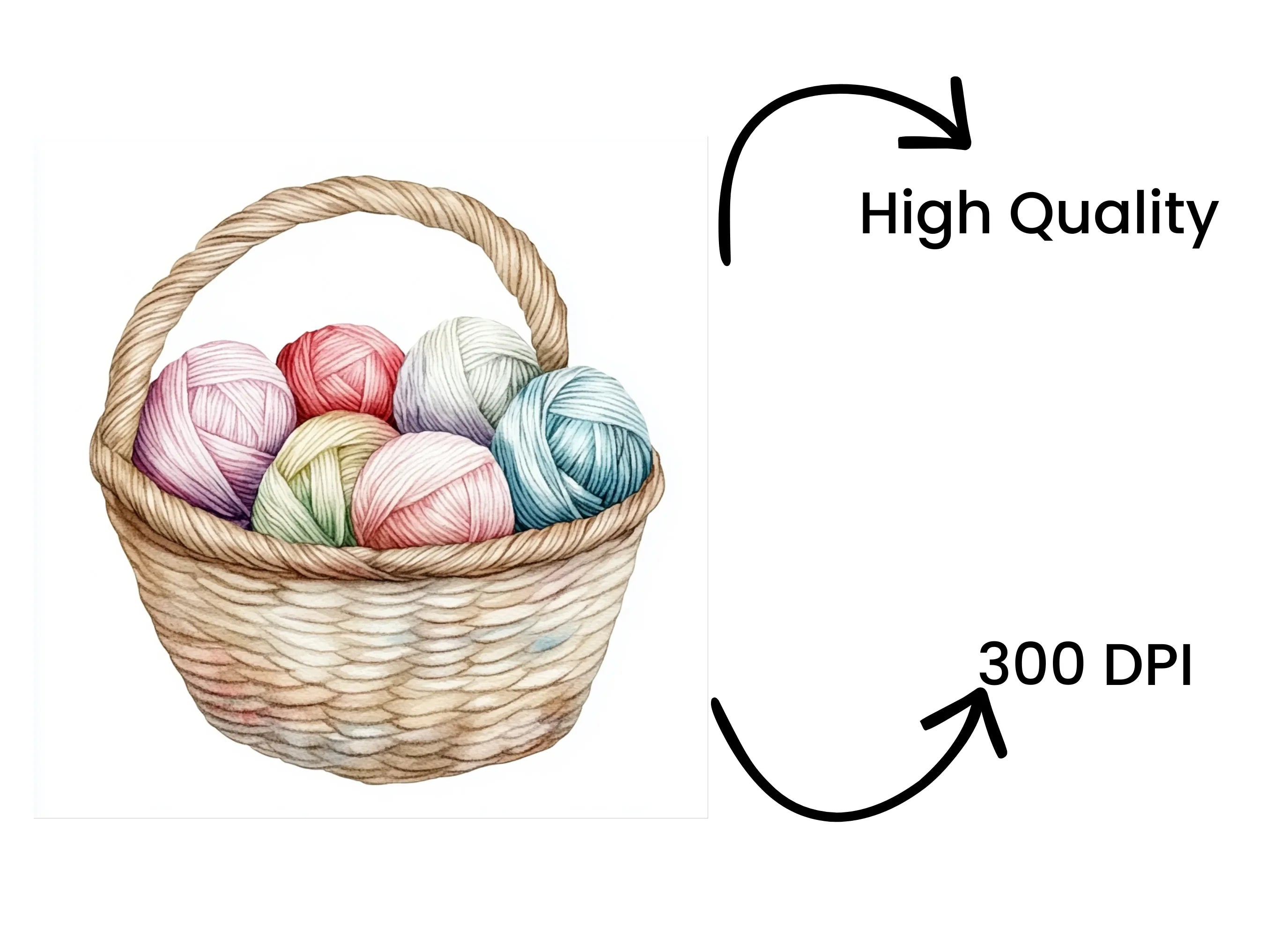 Yarn Baskets Clipart Bundle