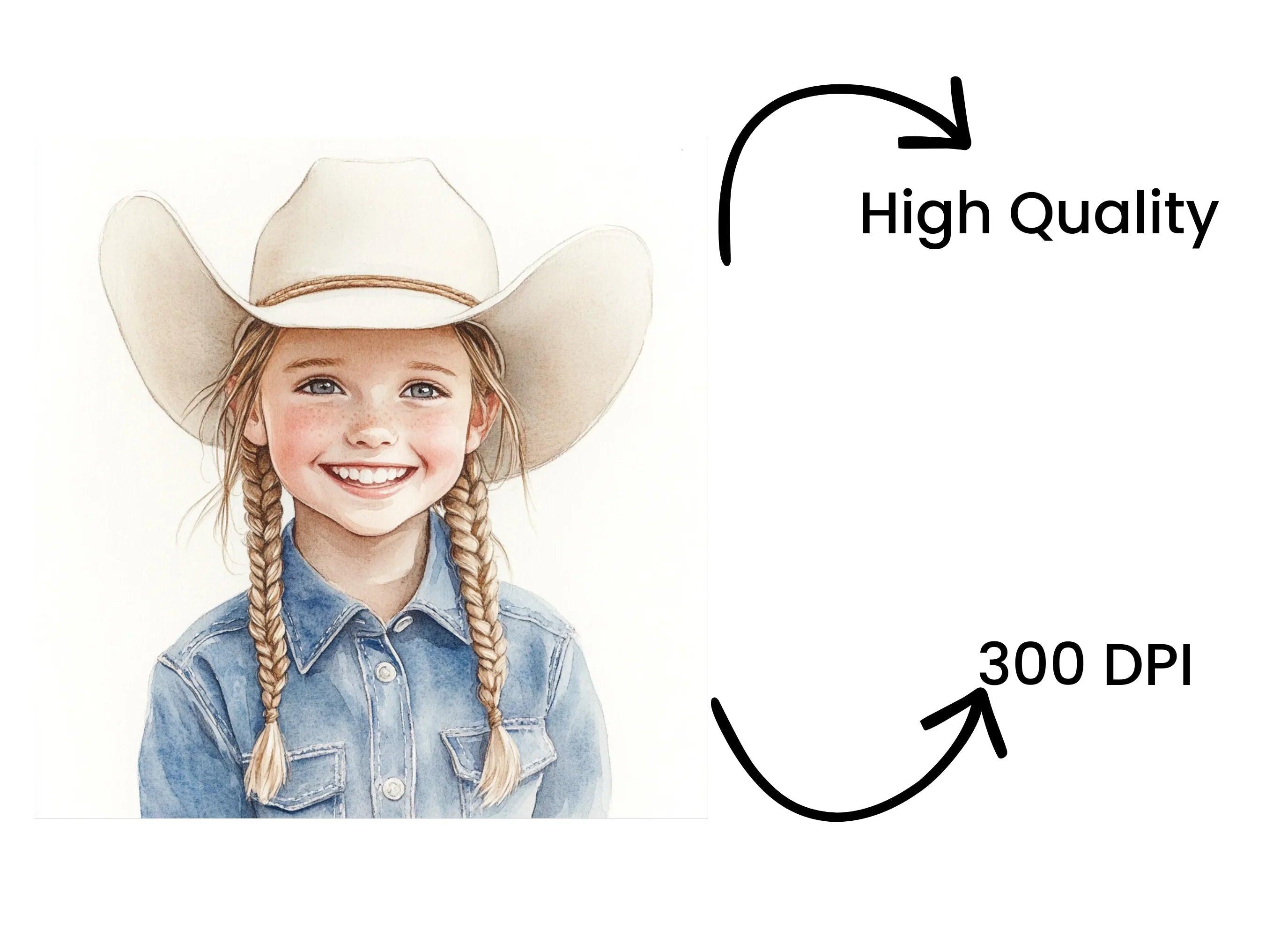 Cute Cowgirl Kids Clipart Bundle