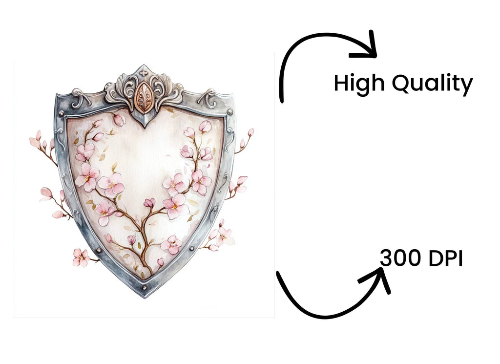 Decorative Floral Shields Clipart Bundle
