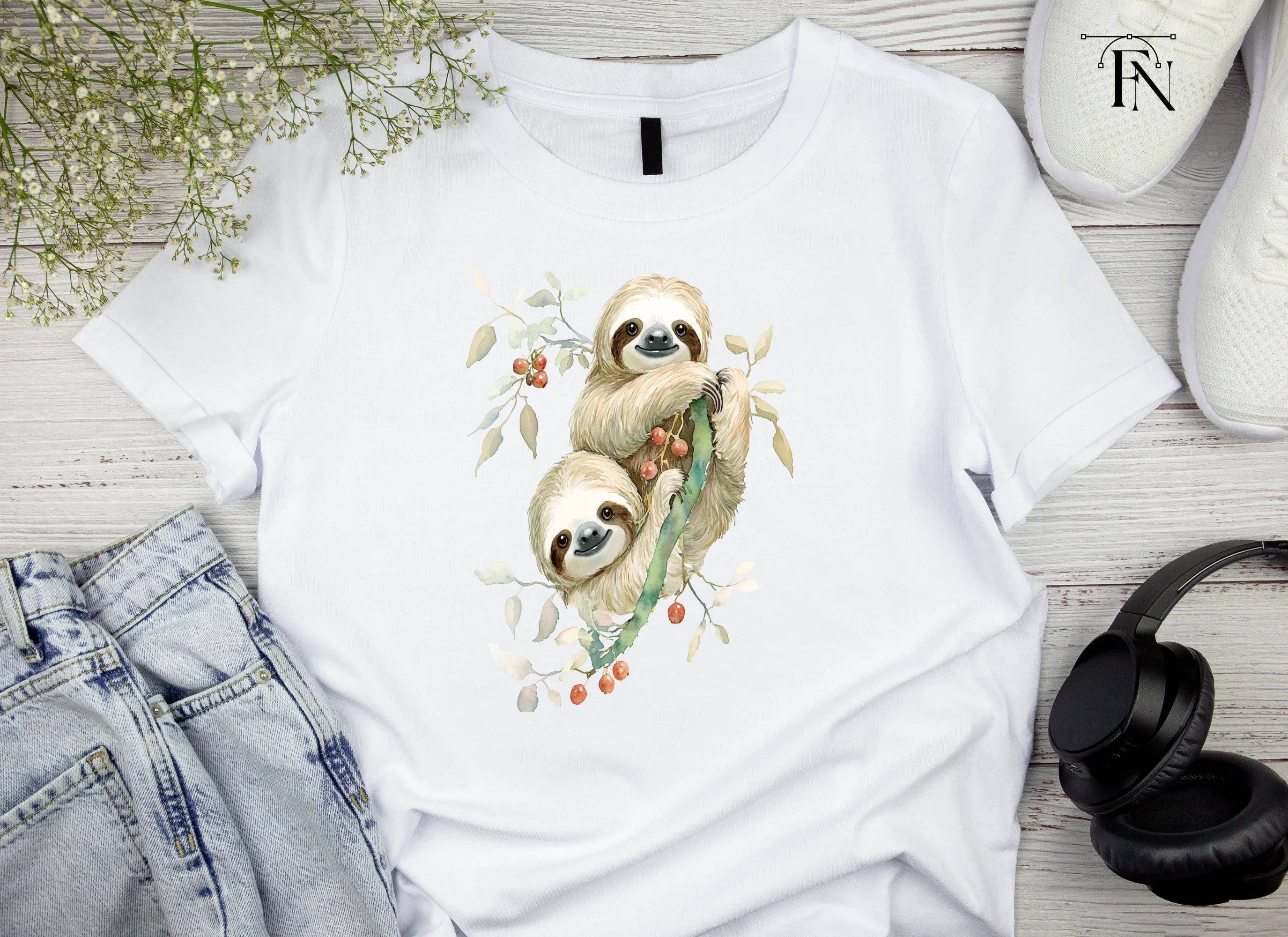Mother and Baby Sloth Clipart Bundle