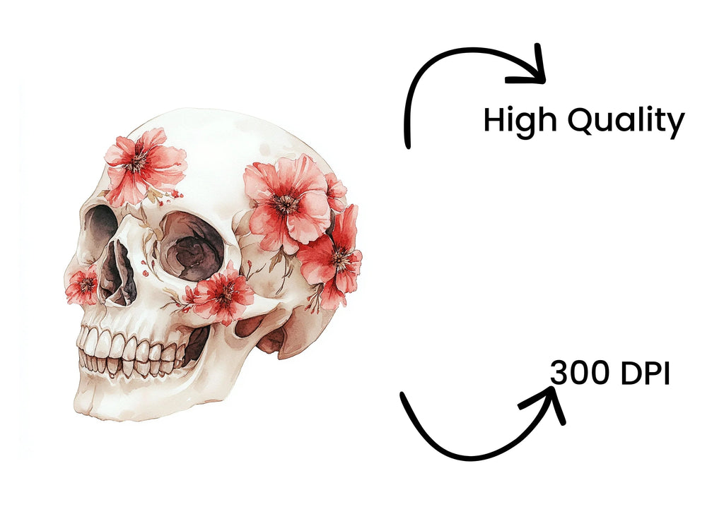 Floral Skull Clipart Bundle