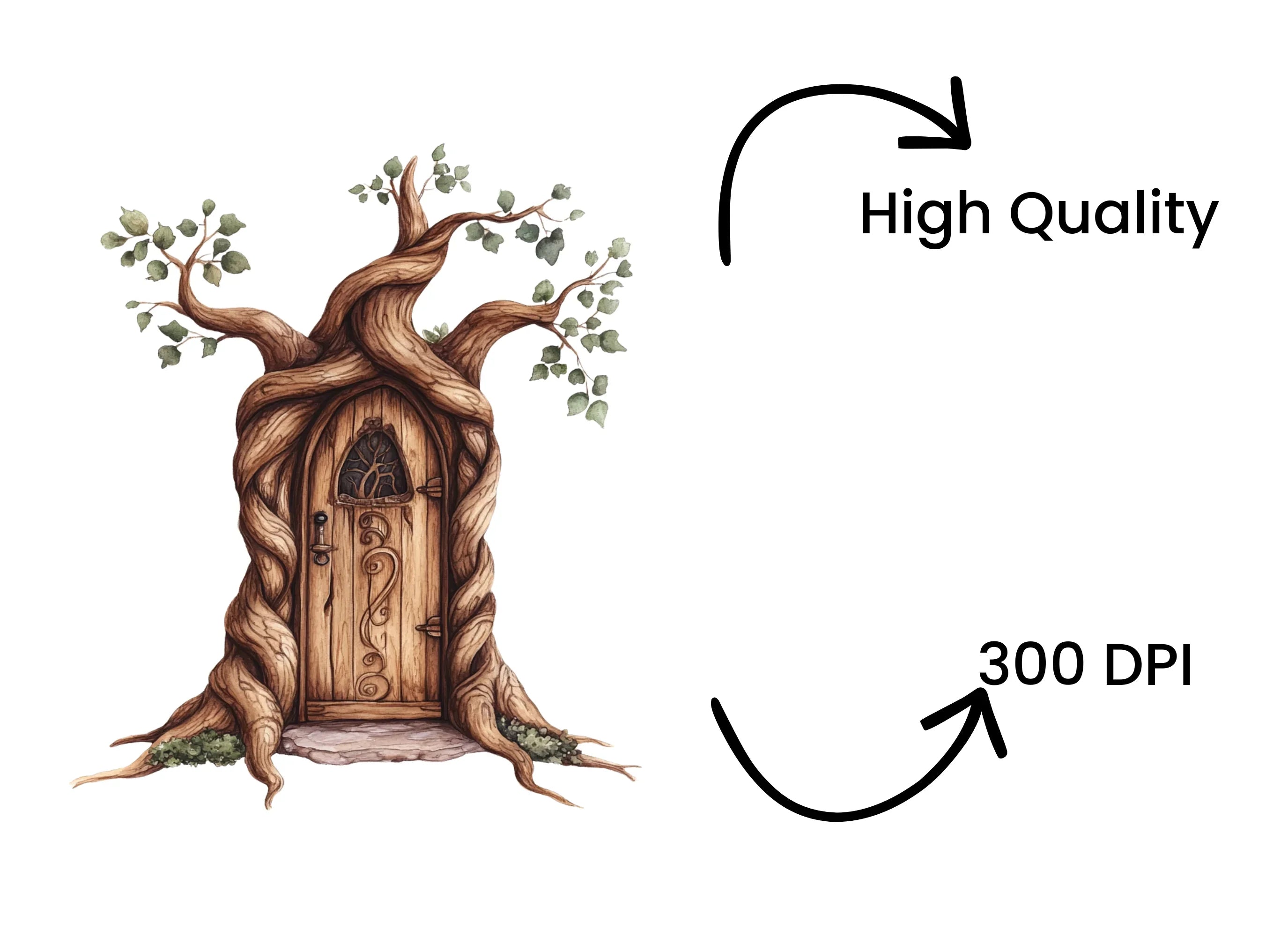Enchanted Tree House Doors Clipart Bundle
