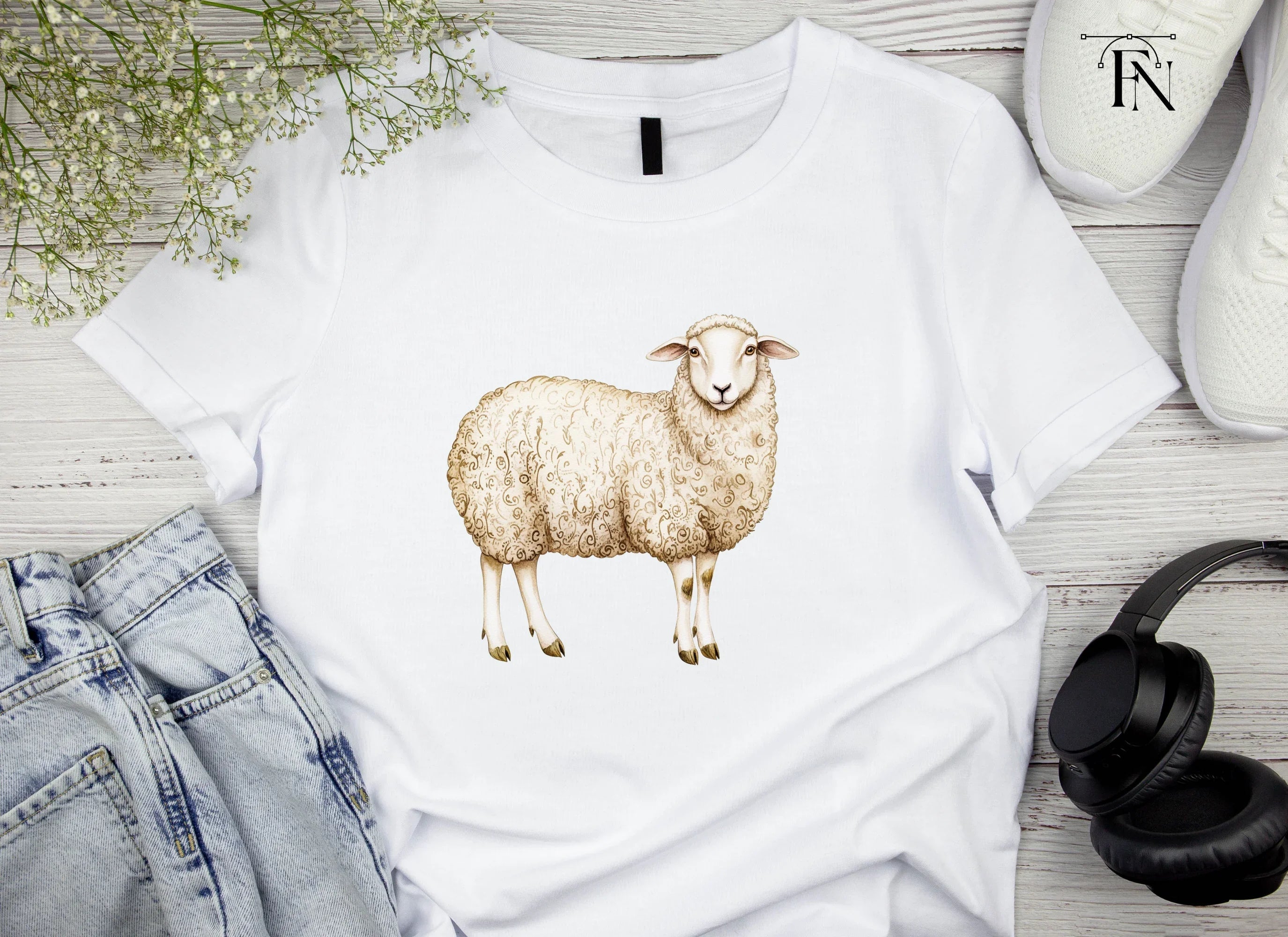 Natural Wool Sheep Clipart Bundle