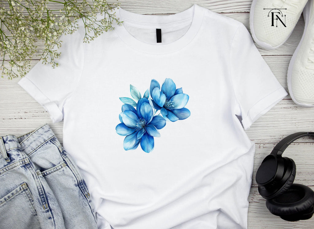 Blue Magnolia Flowers Clipart Bundle