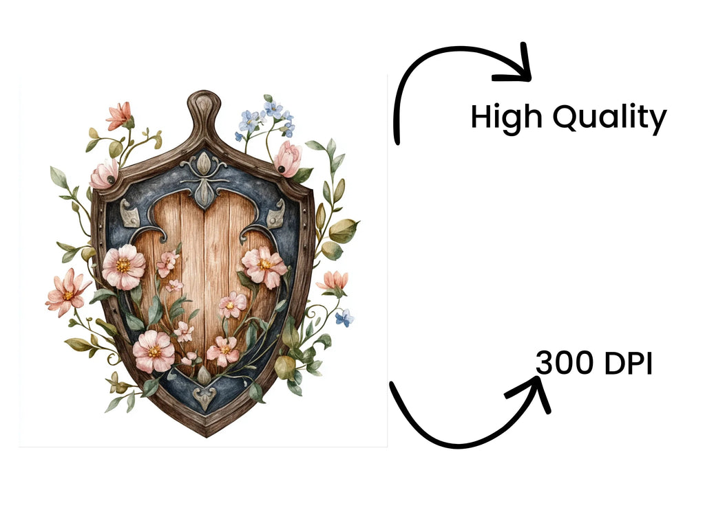 Floral Shield Clipart Bundle