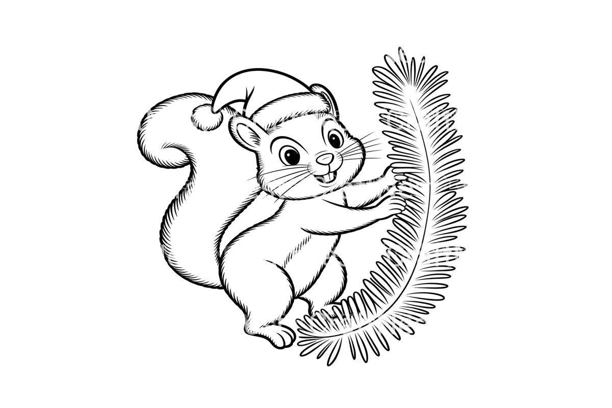 Festive Squirrels Christmas Coloring Books
