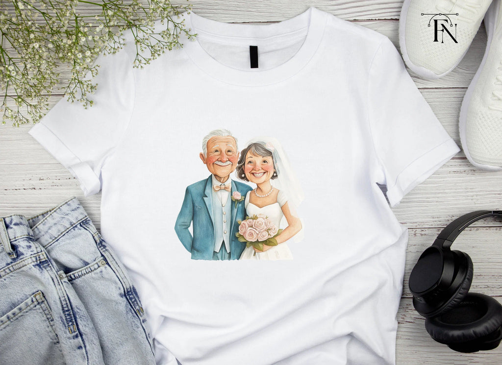 Elderly Couple Wedding Clipart Bundle