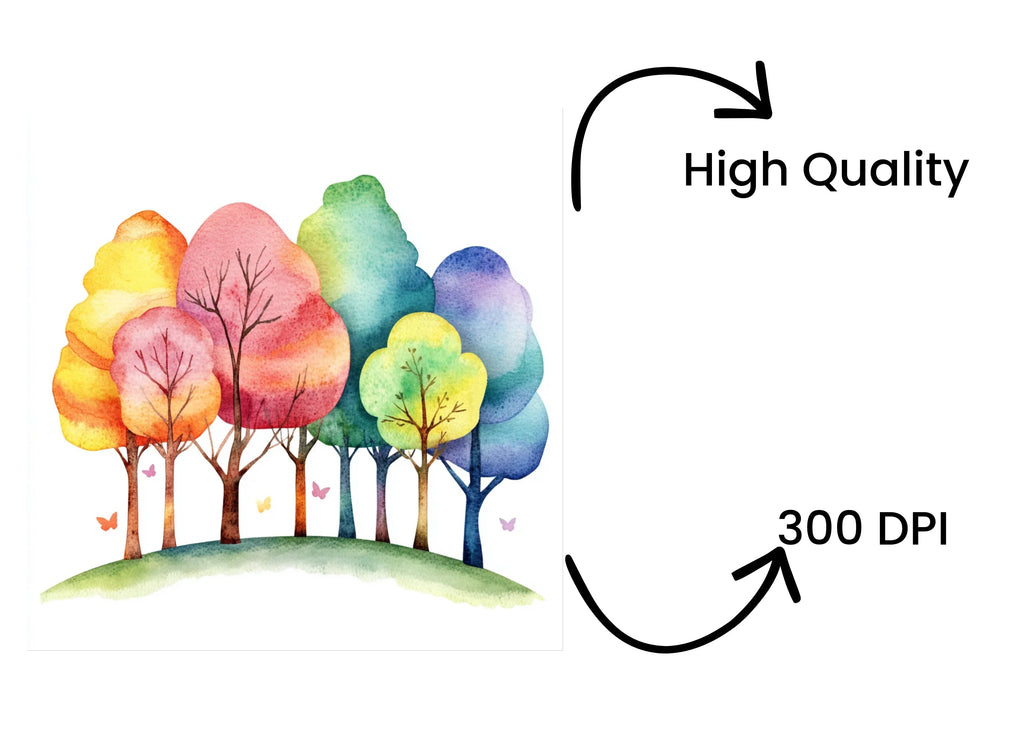 Rainbow Deciduous Tree Clipart Bundle