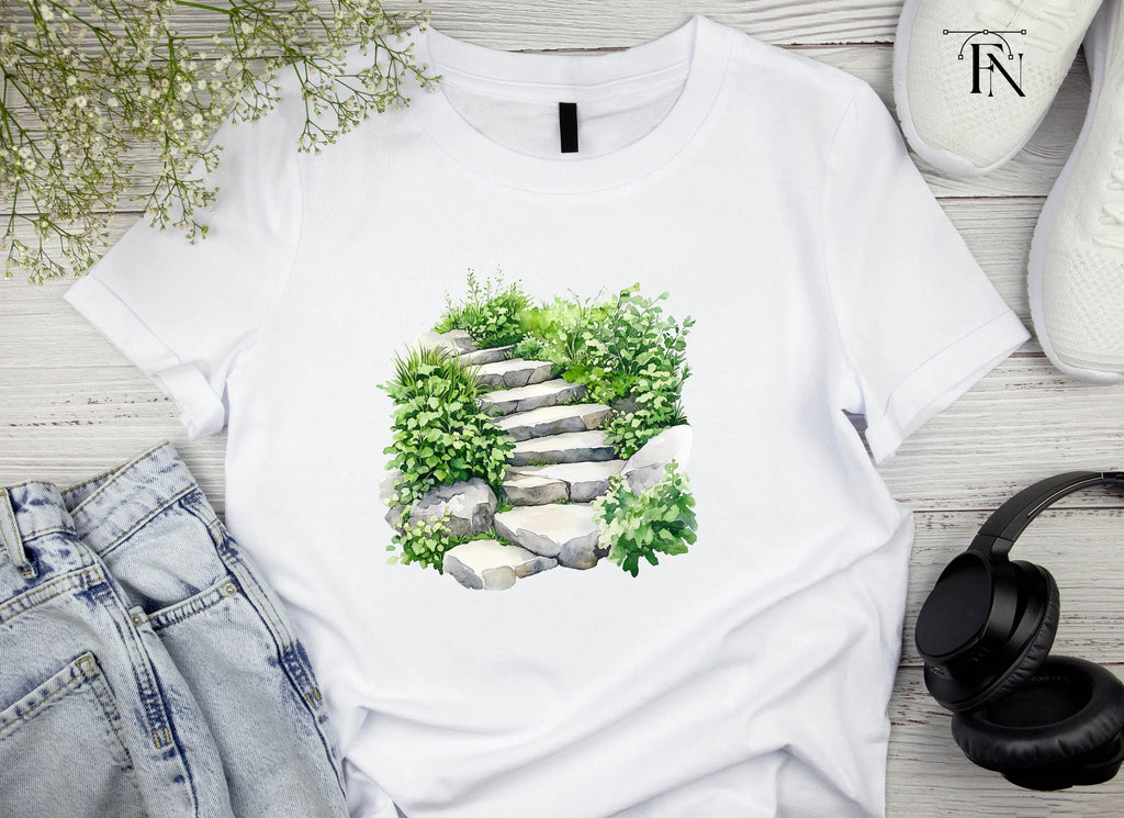 Stone Steps with Lush Greenery Clipart Bundle