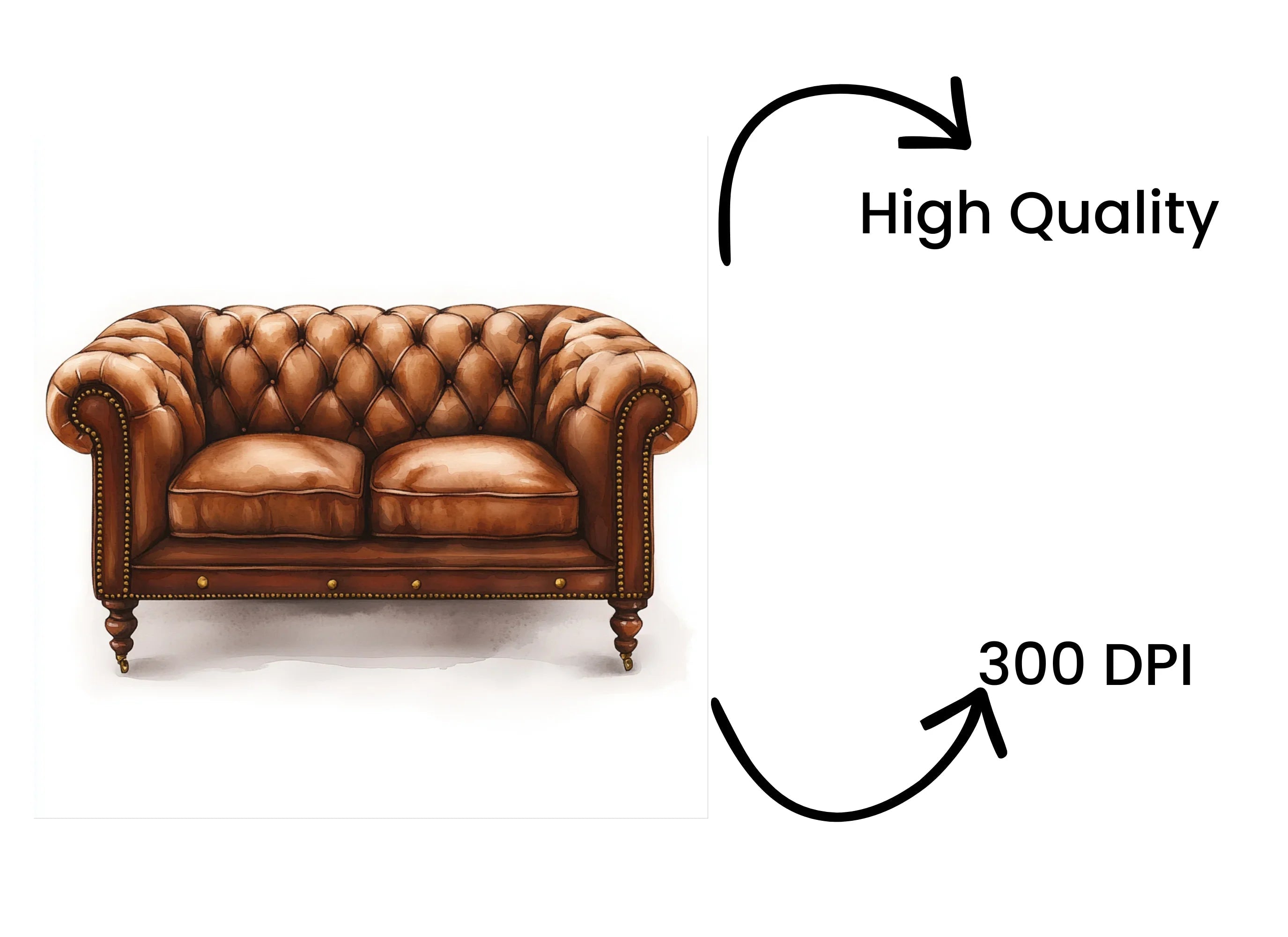 Elegant Chesterfield Sofa Clipart Bundle