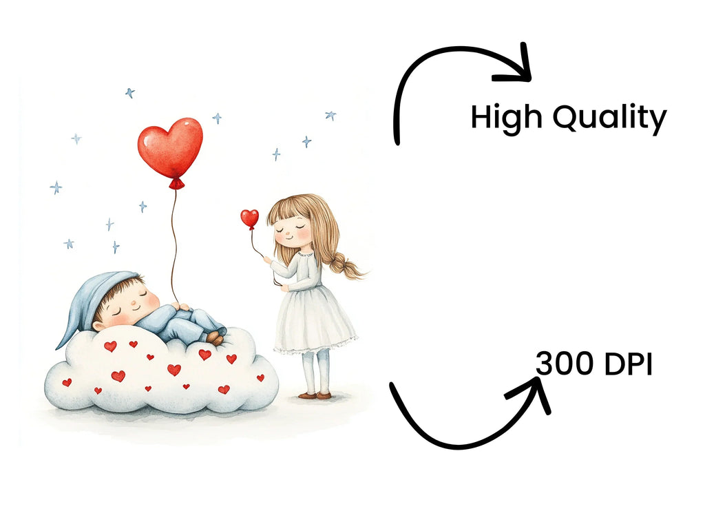 Sleeping Babies and Hearts Clipart Bundle