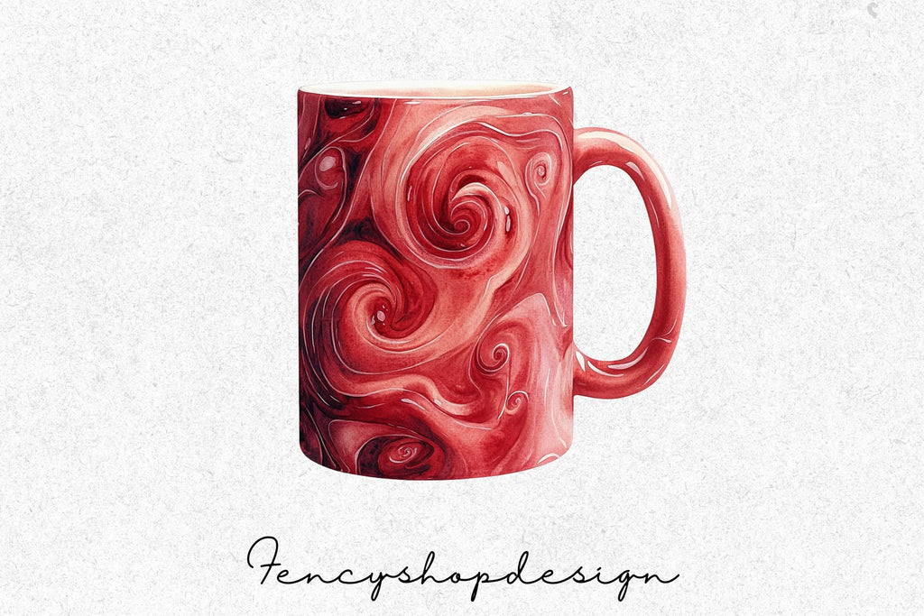 Red Marble Swirl Clipart Bundle