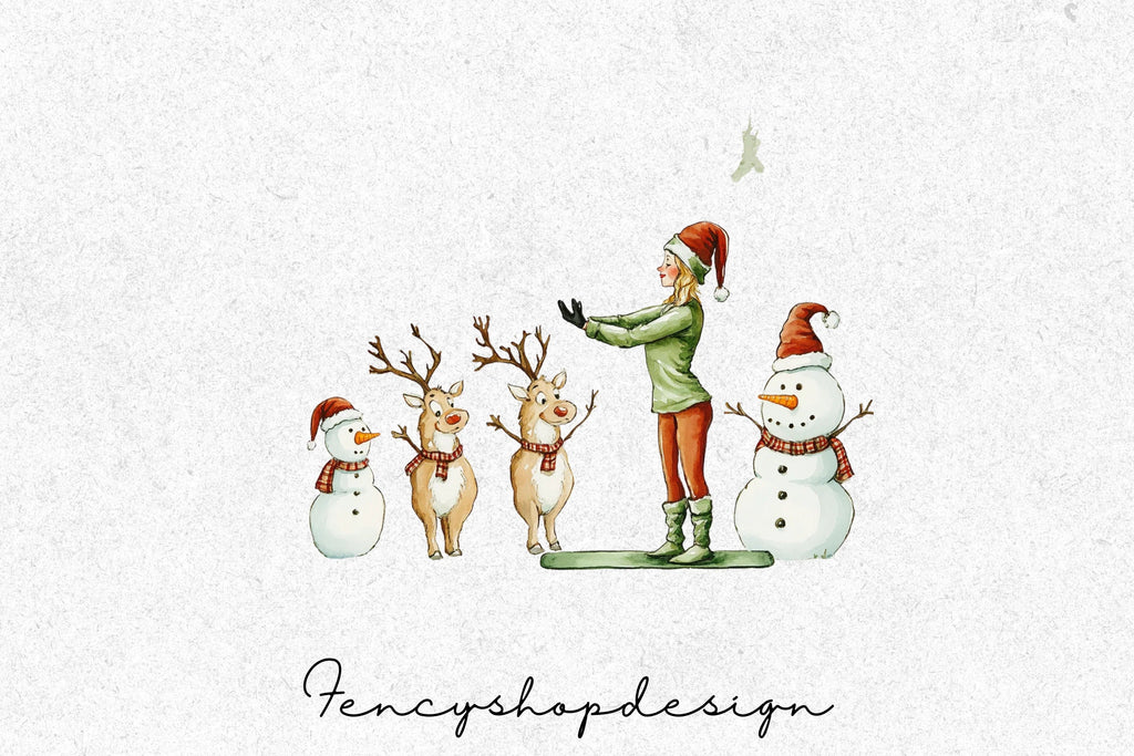Christmas Yoga Meditation Clipart Bundle