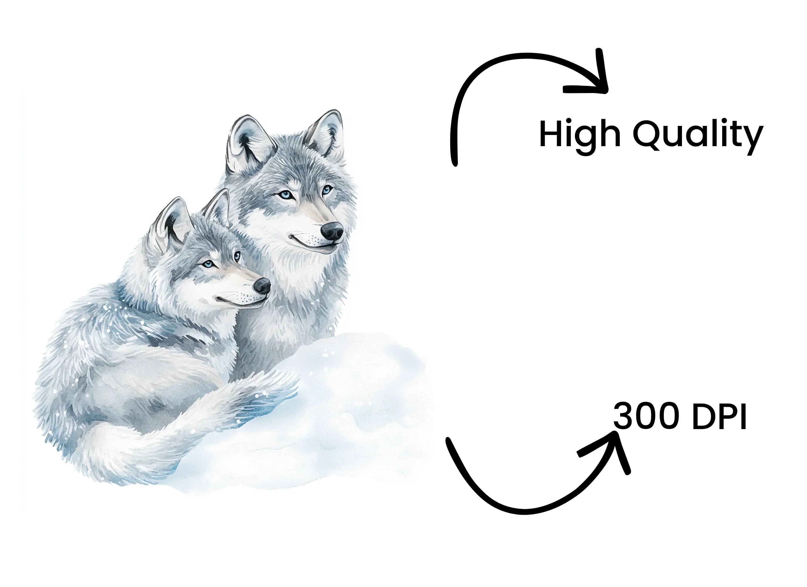 Gray Wolf Couple Clipart Bundle