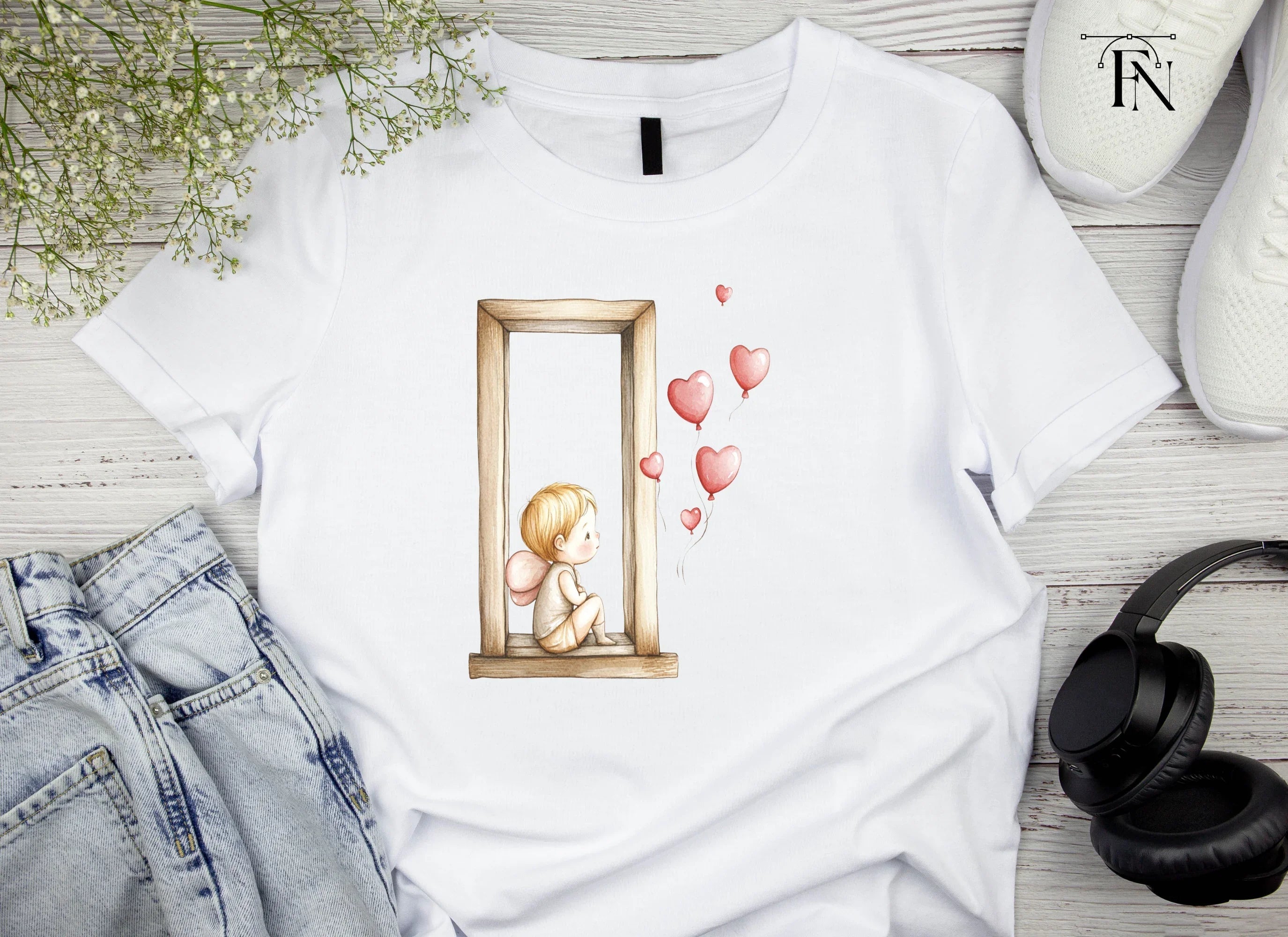 Sad Cupid with Heart Balloons Clipart Bundle