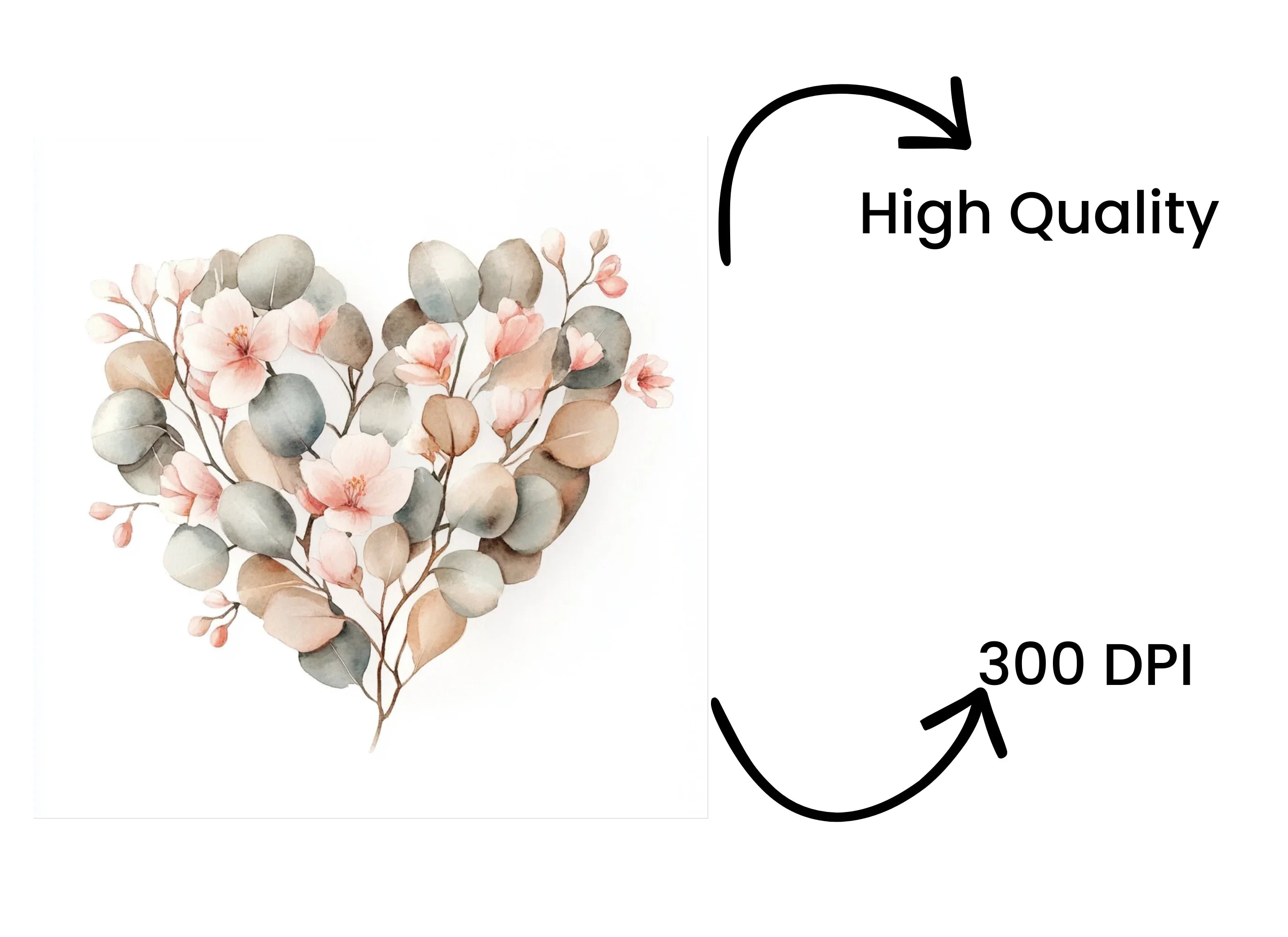 Eucalyptus Floral Heart Clipart Bundle