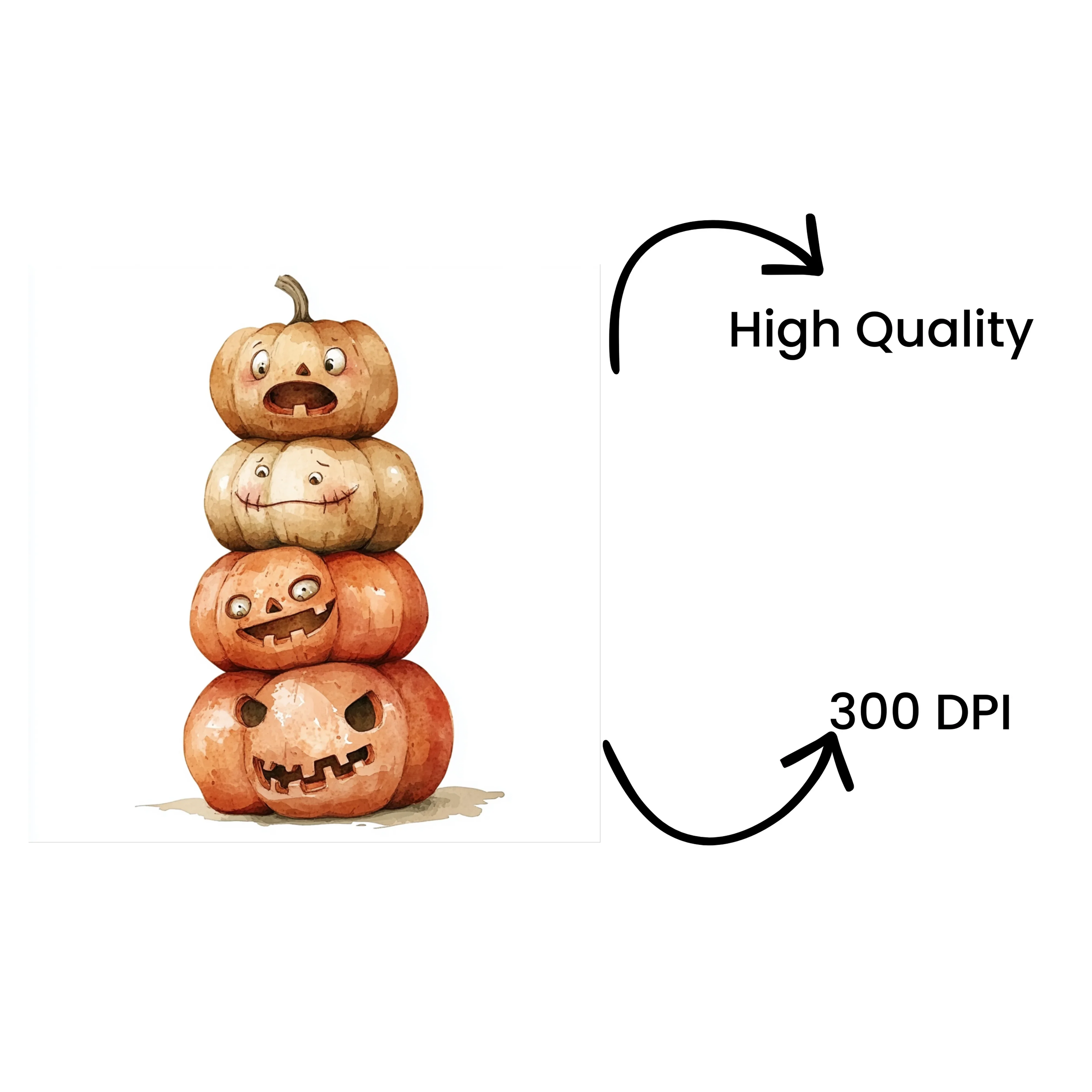 Stacked Halloween Jack Lantern Clipart Bundle