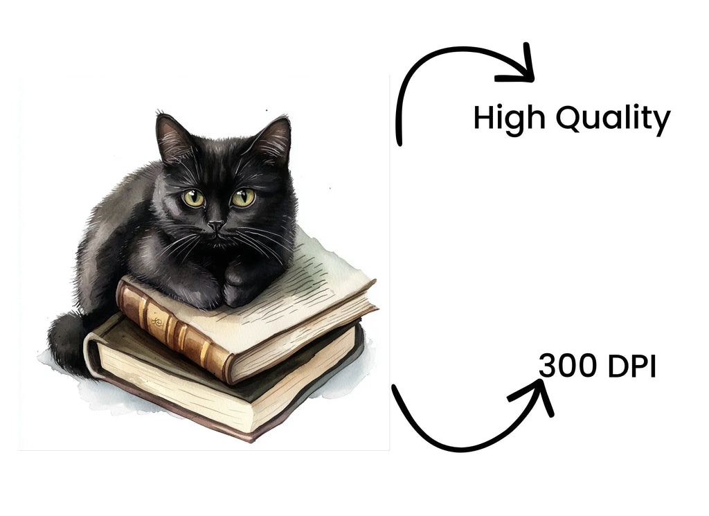 Black Cat Witchy Book Clipart Bundle