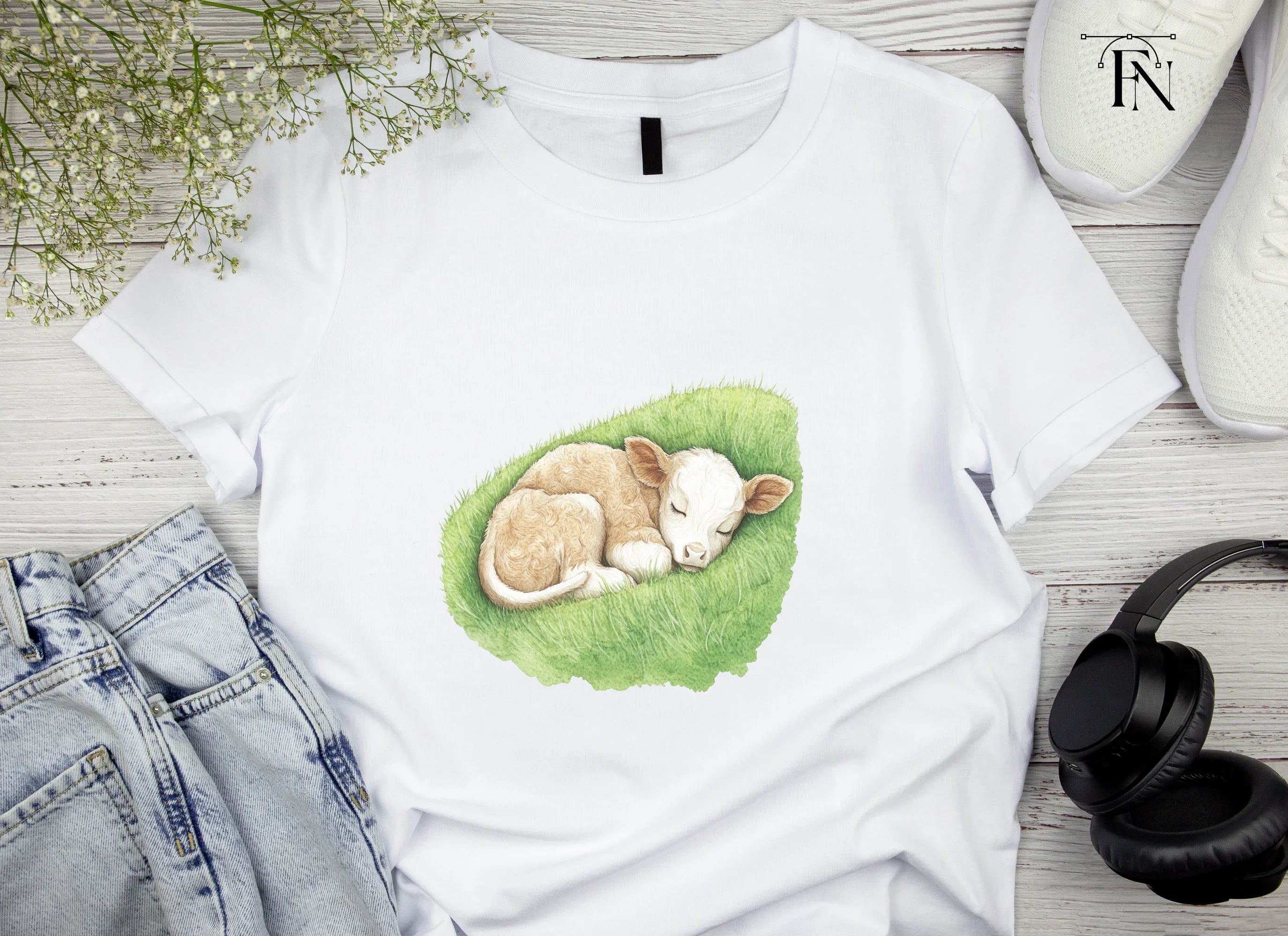 Cute Sleeping Calves Clipart Bundle