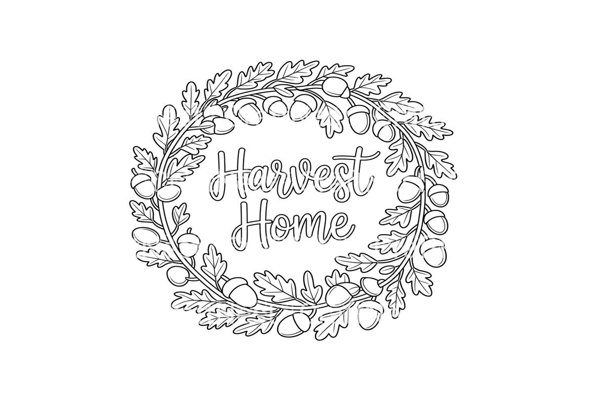 Acorn Wreath Harvest Home Coloring Books