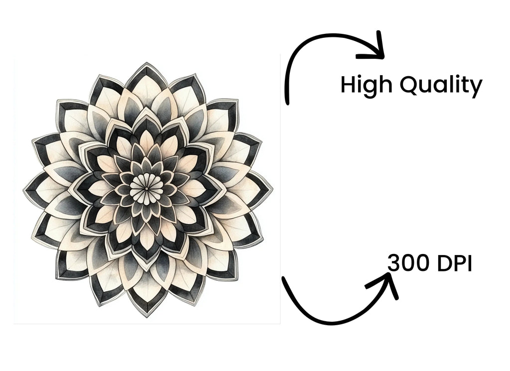 Monochrome Mandala Flower Clipart Bundle