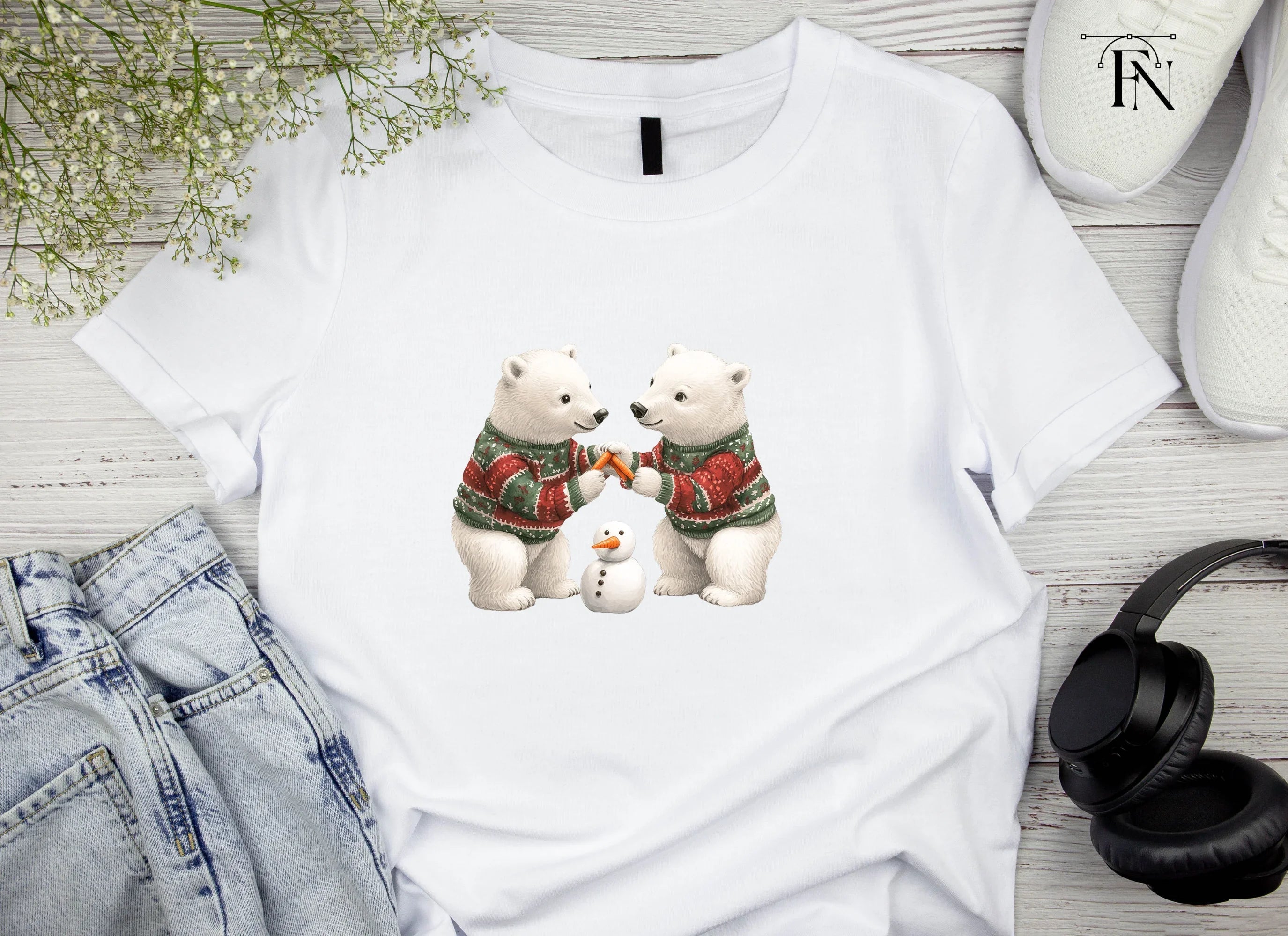 Cute Polar Bears Christmas Clipart Bundle