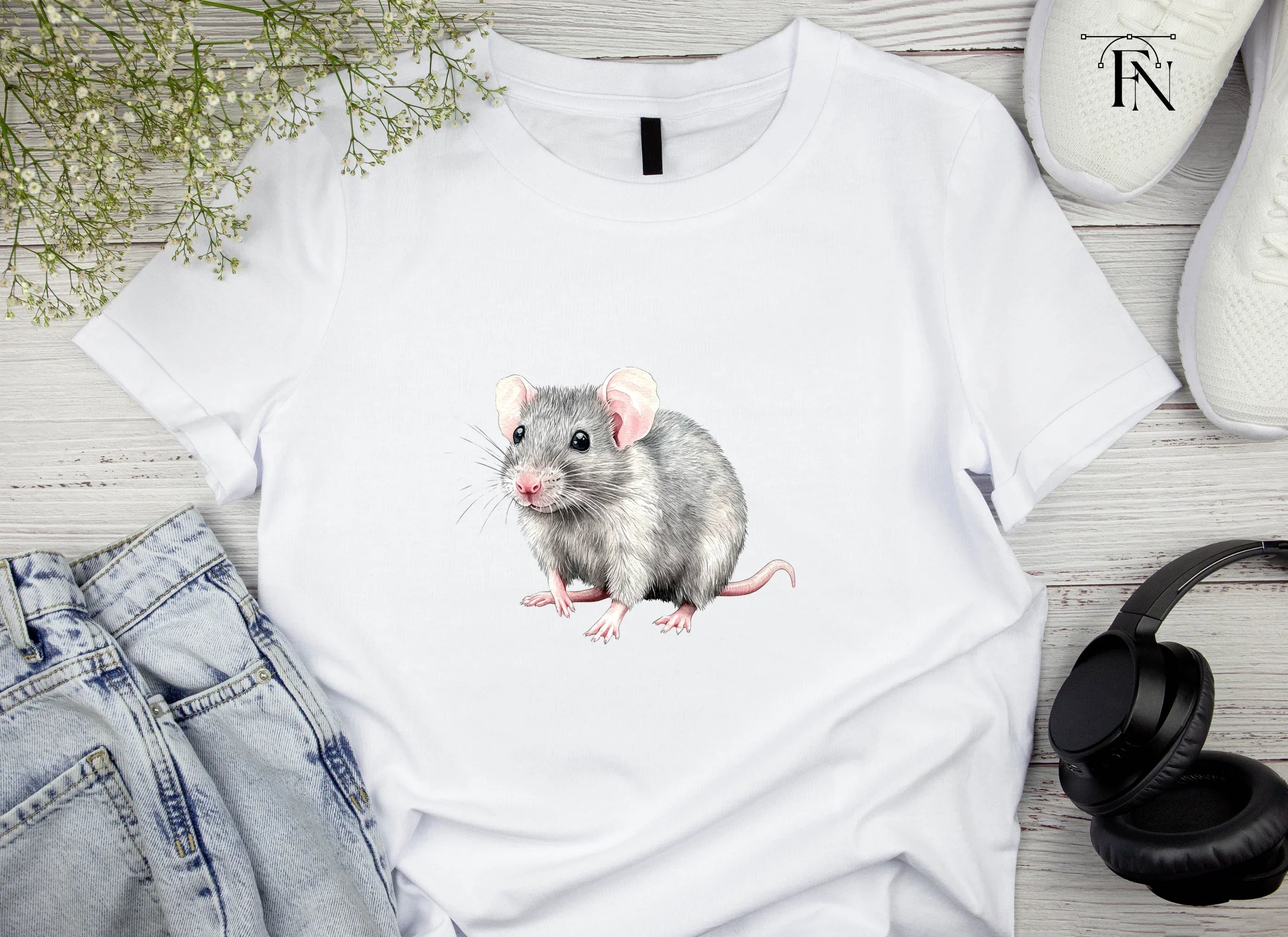 Cute Grey Mouse Clipart Bundle