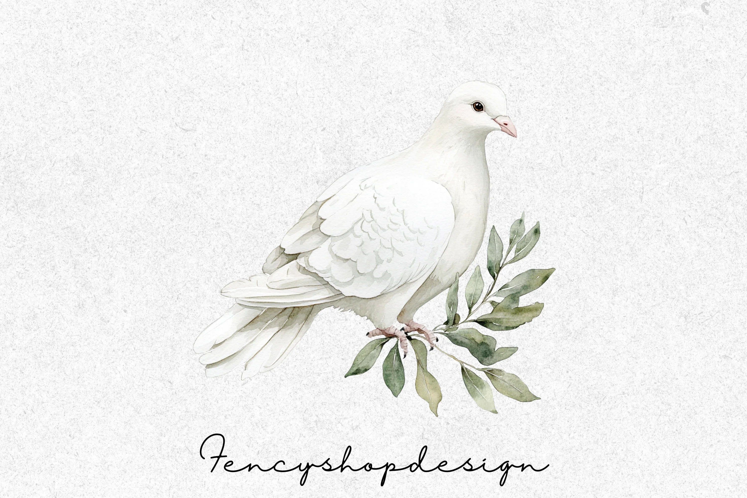 White Doves Olive Branch Clipart Bundle