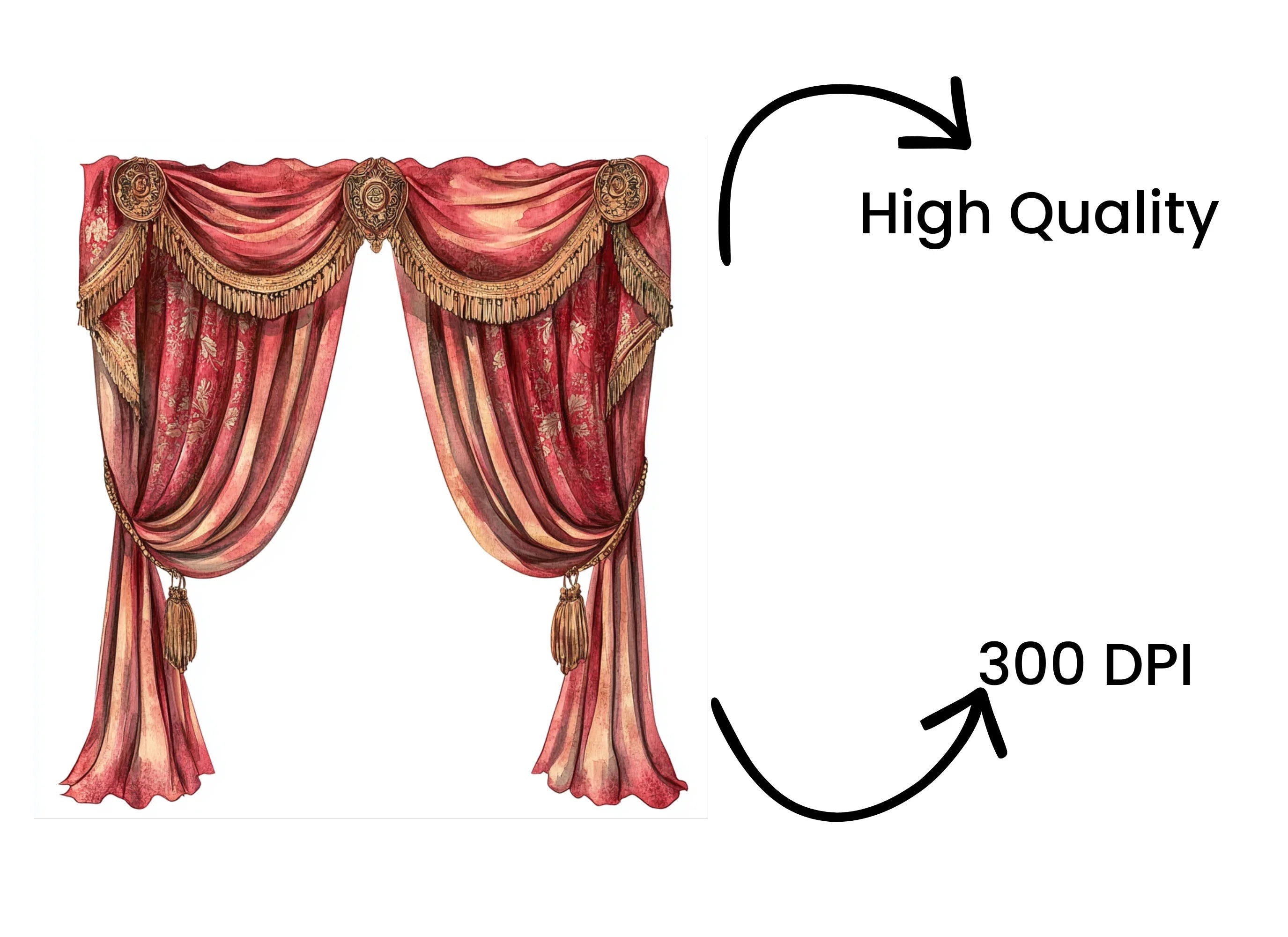 Elegant Red Curtain Clipart Bundle