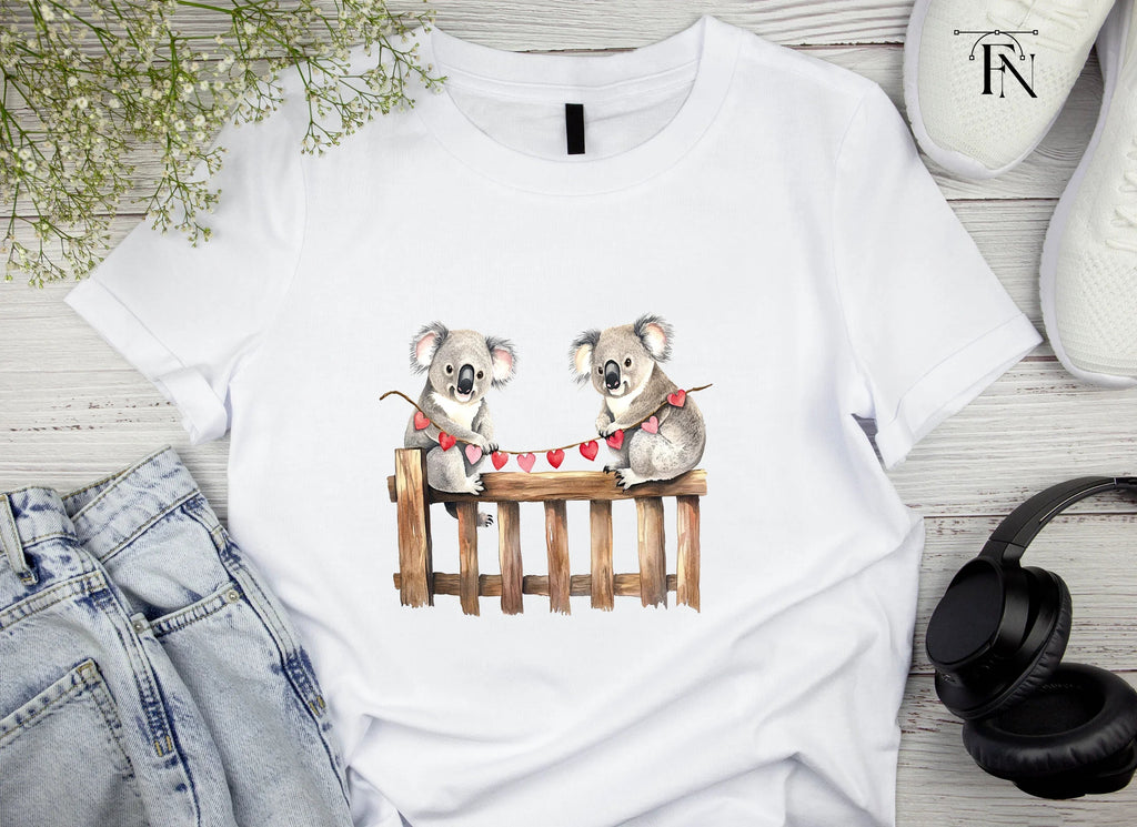 Koalas on Fence with Heart Garland Clipart Bundle